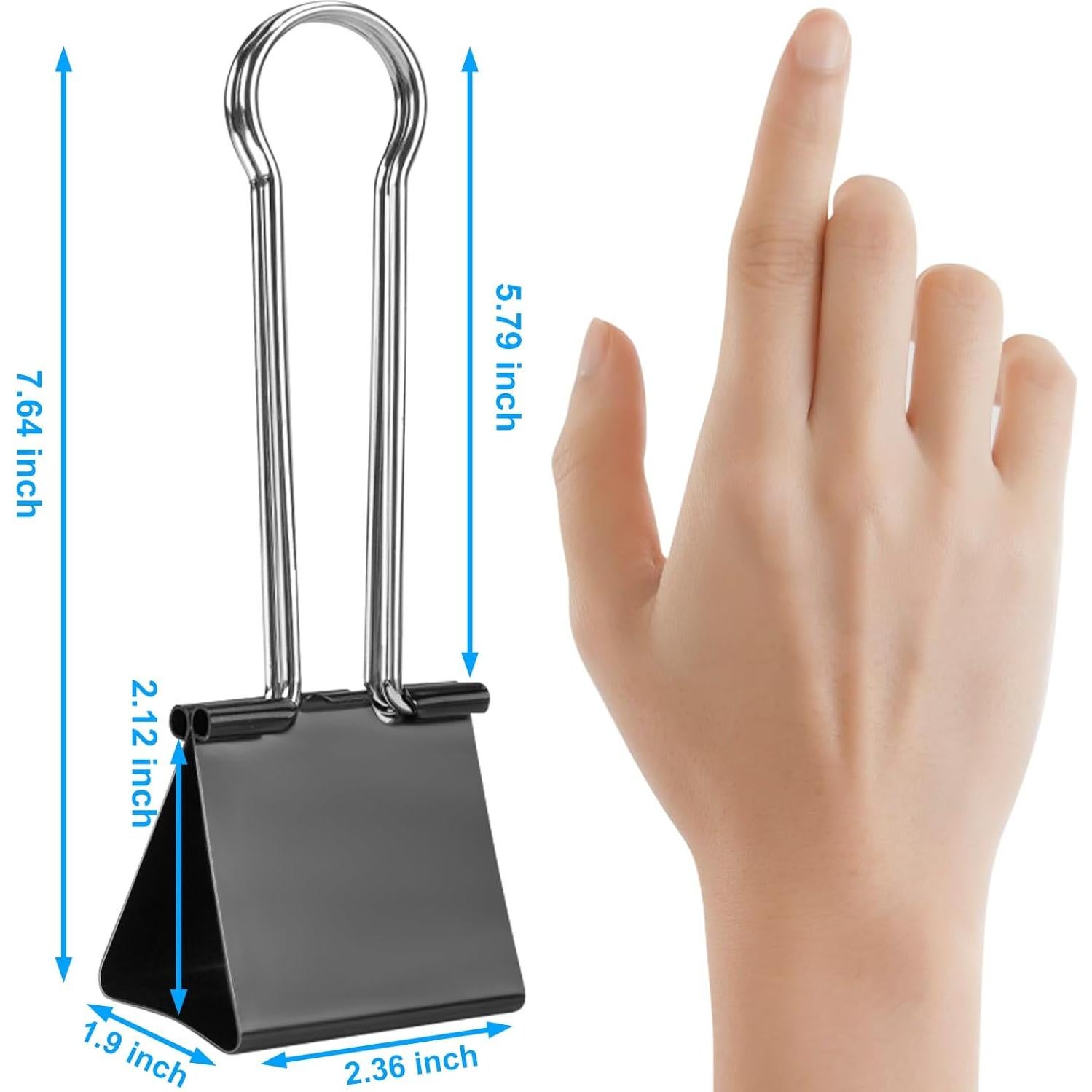 Clips de Carpeta Jumbo OWLKELA 2 Pcs 6 cm Acero Negro