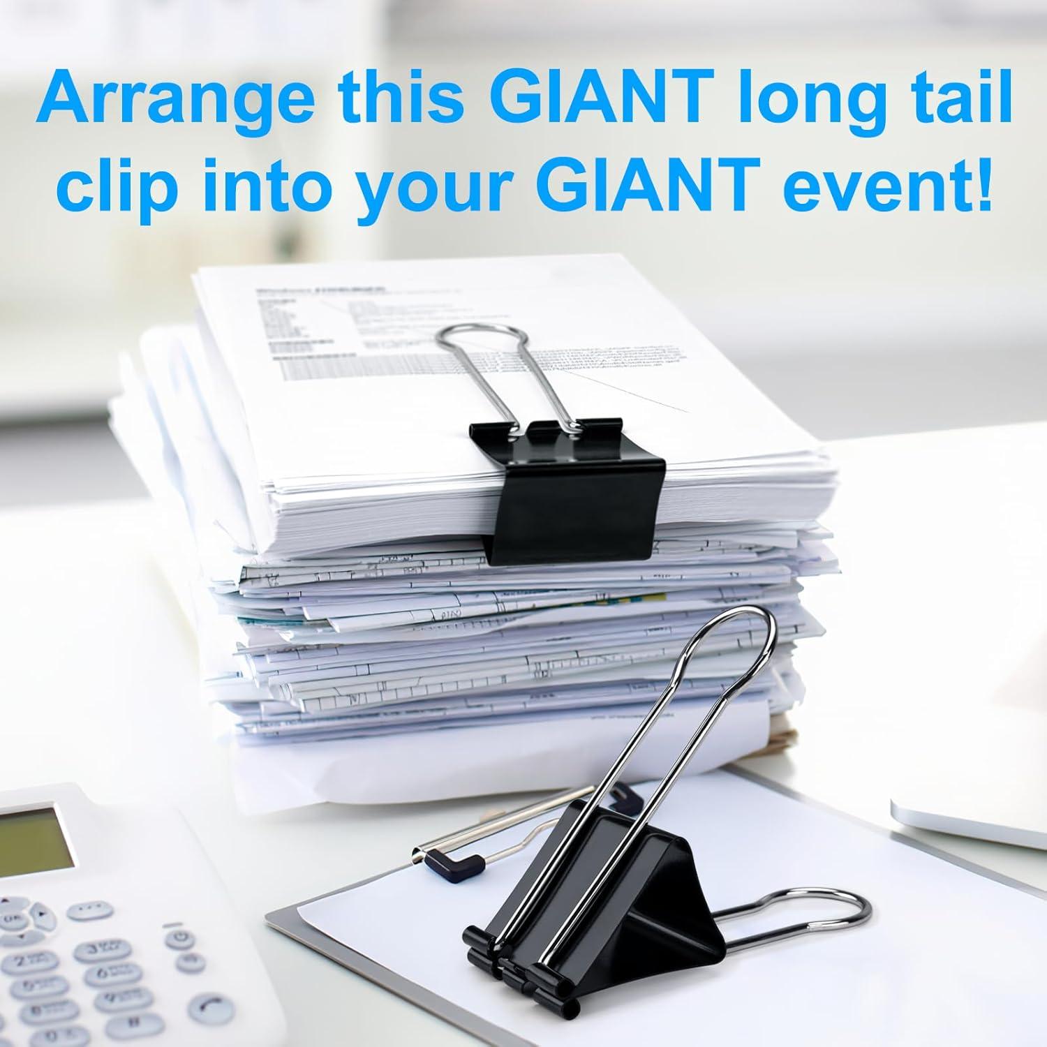 Clips de Carpeta Jumbo OWLKELA 2 Pcs 6 cm Acero Negro