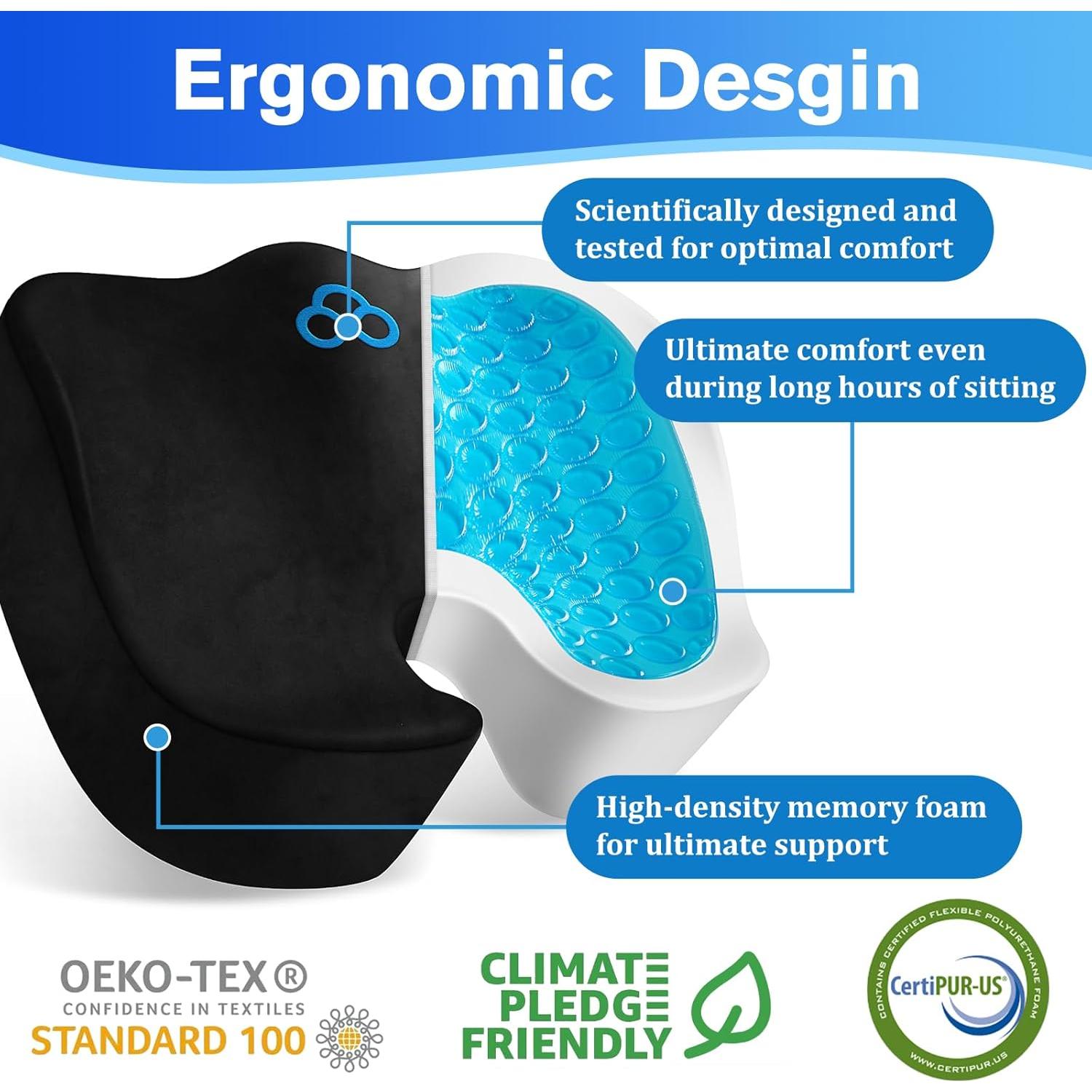 Cojín de Asiento CushyOasis de Espuma Viscoelástica 12.1 cm Negro