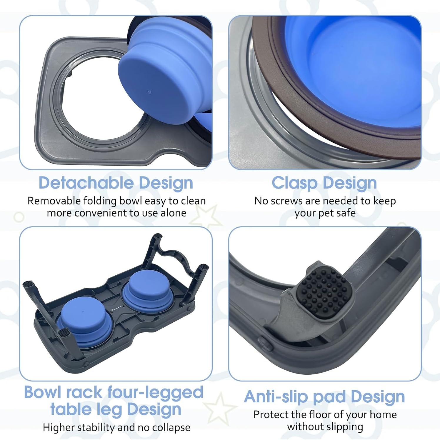 Tazón Elevado Plegable para Perros y Gatos PINVNBY 37.1 cm