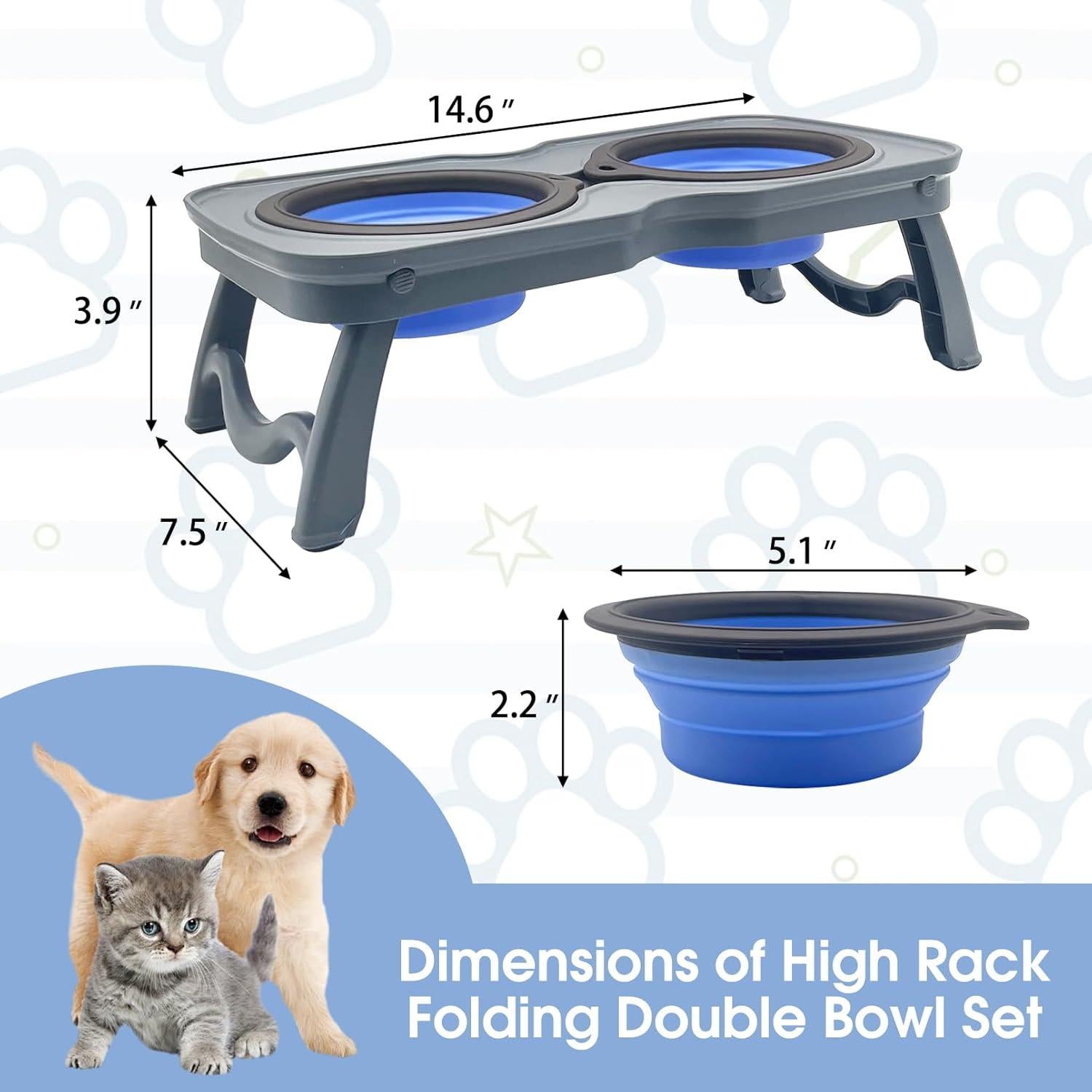 Tazón Elevado Plegable para Perros y Gatos PINVNBY 37.1 cm
