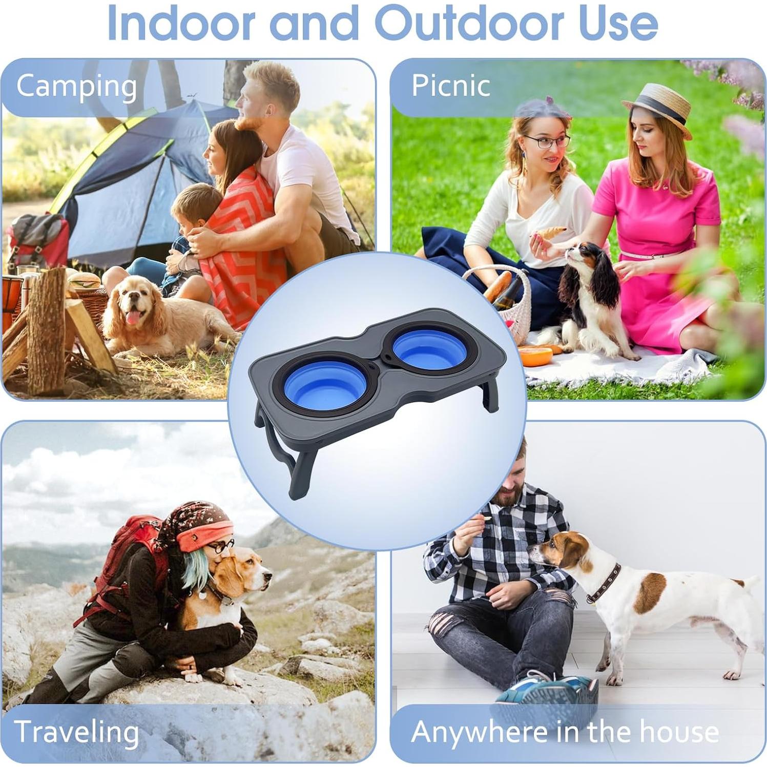 Tazón Elevado Plegable para Perros y Gatos PINVNBY 37.1 cm