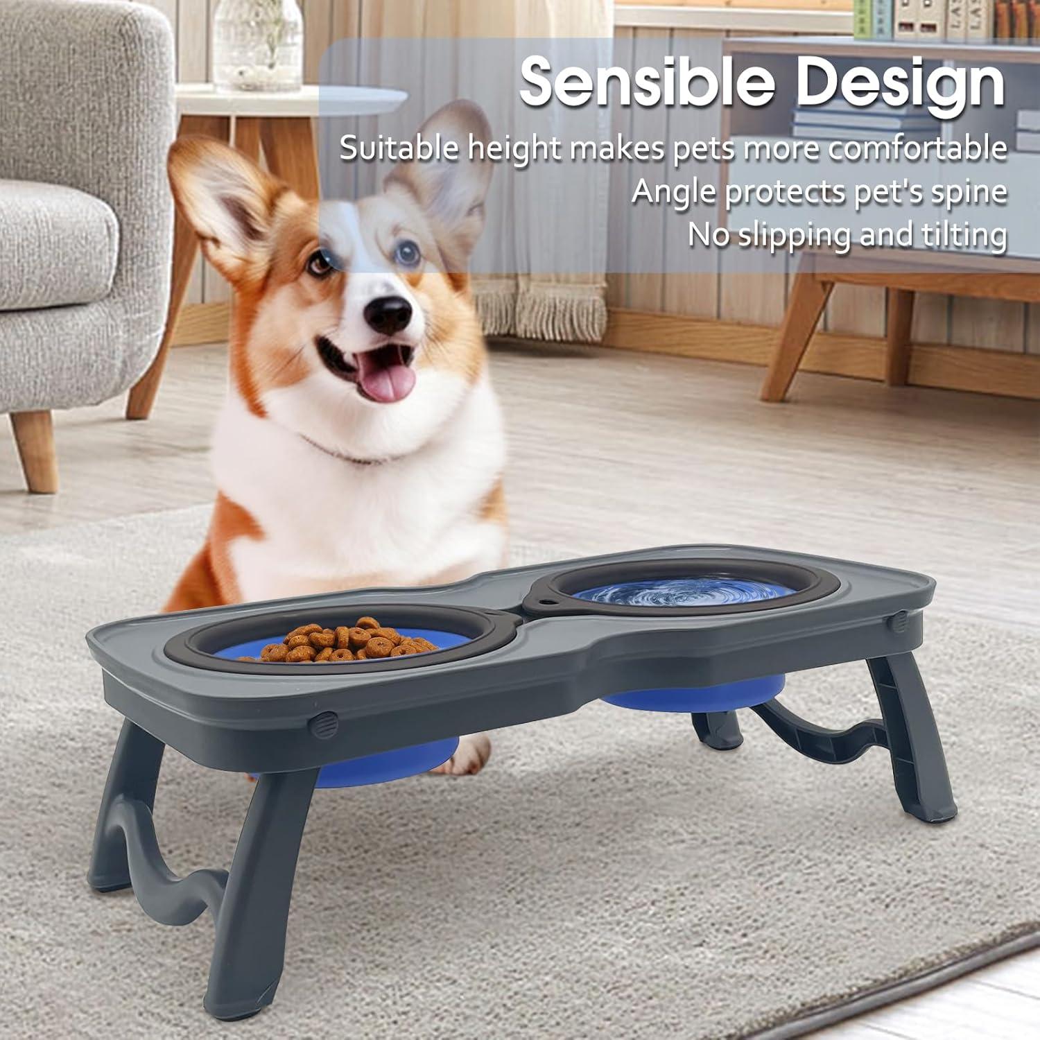 Tazón Elevado Plegable para Perros y Gatos PINVNBY 37.1 cm