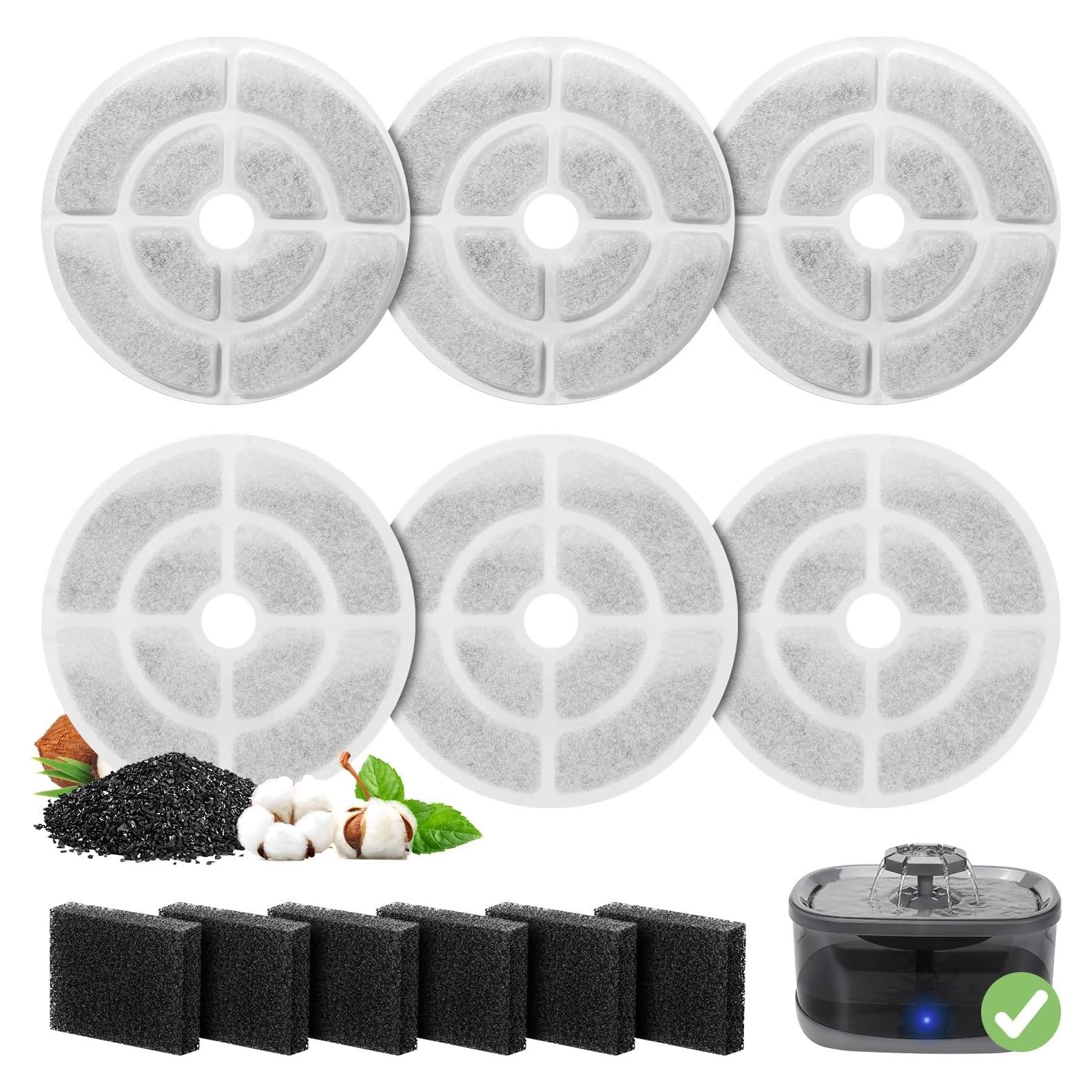 Paquete de 6 Filtros de Reemplazo GISOFIK para Fuente de Agua 18CM