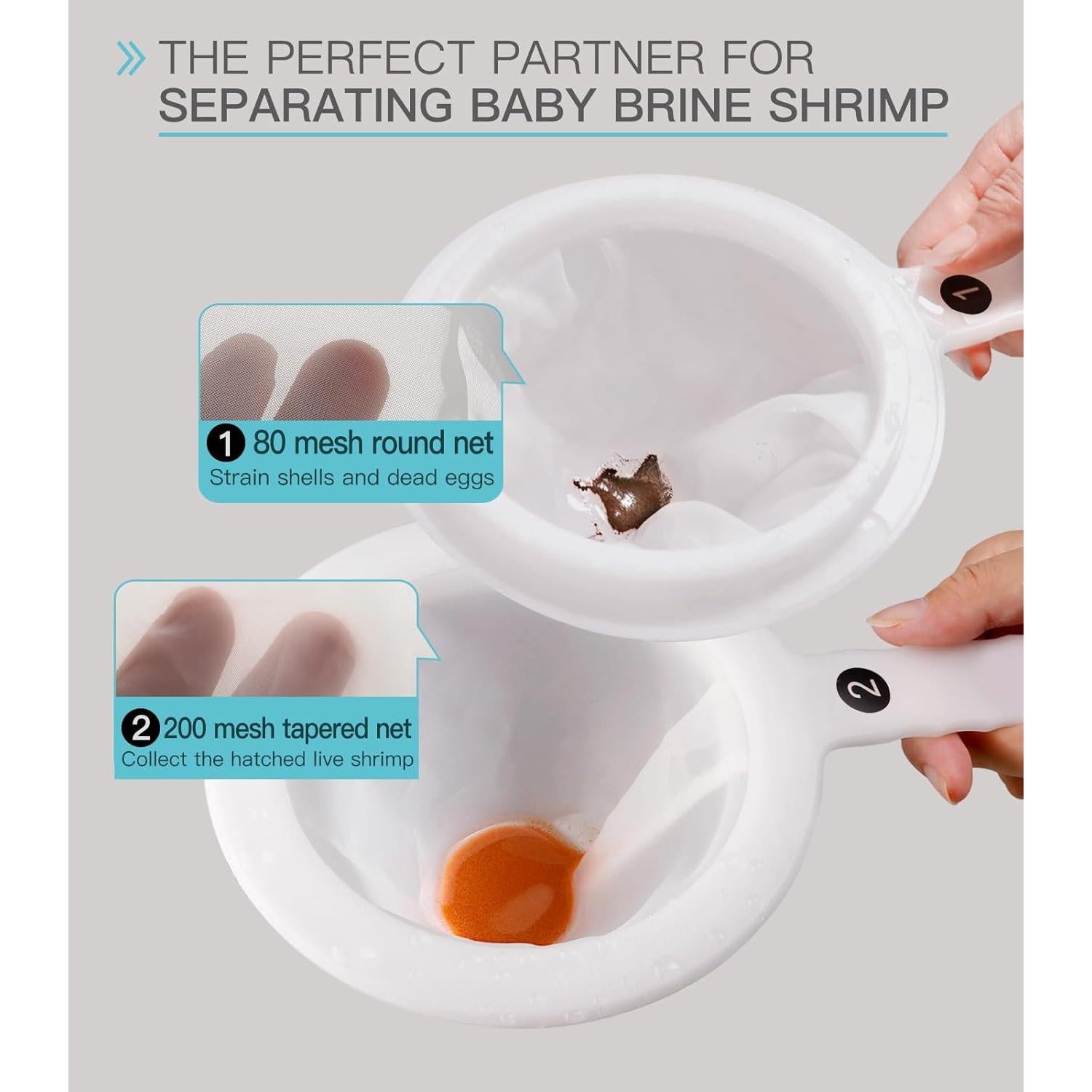 Kit de Tamiz para Camarones de Salmuera Clscea 80 y 200 Mallas