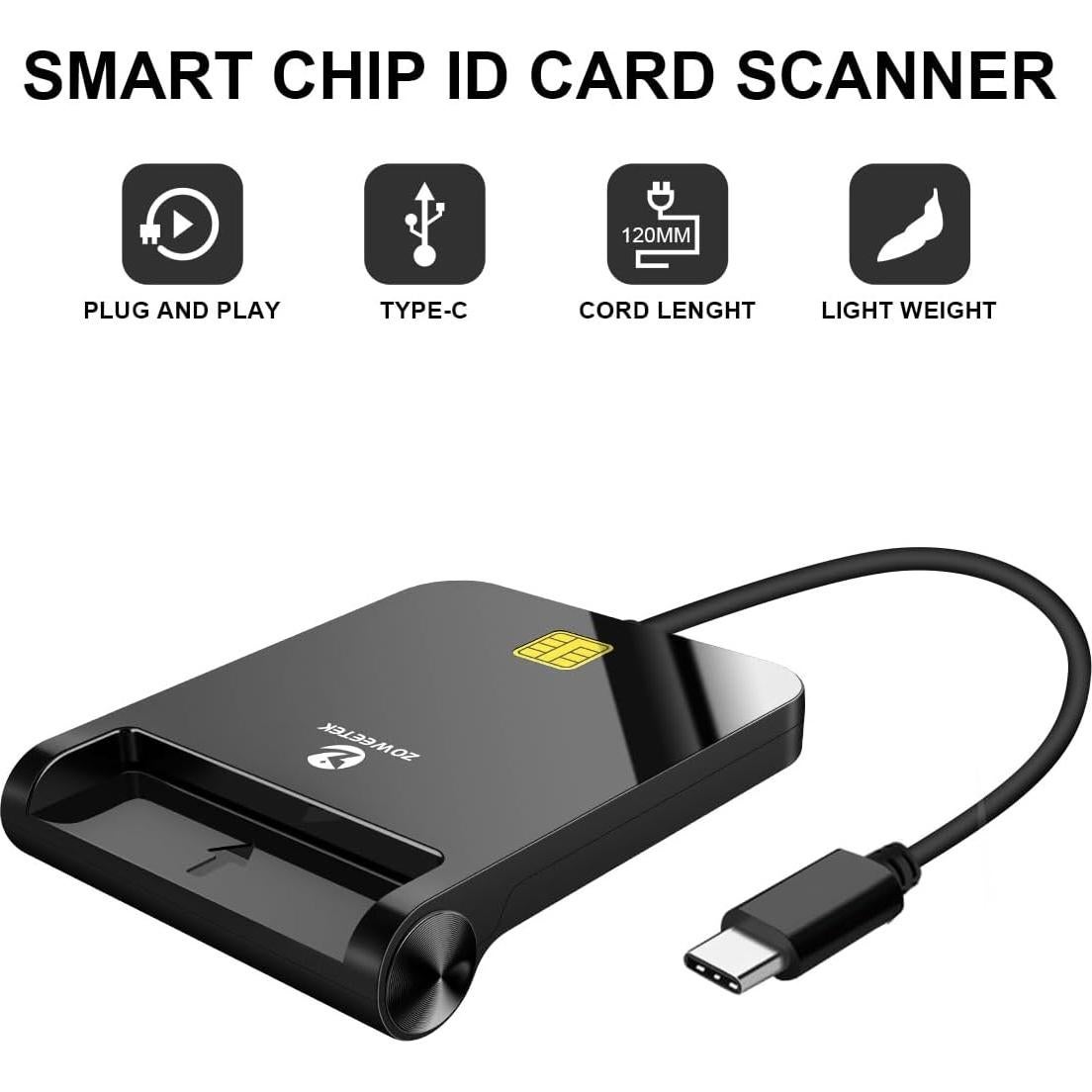 Lector de Tarjeta CAC Militar USB-C ZOWEETEK Compatible Windows/Mac