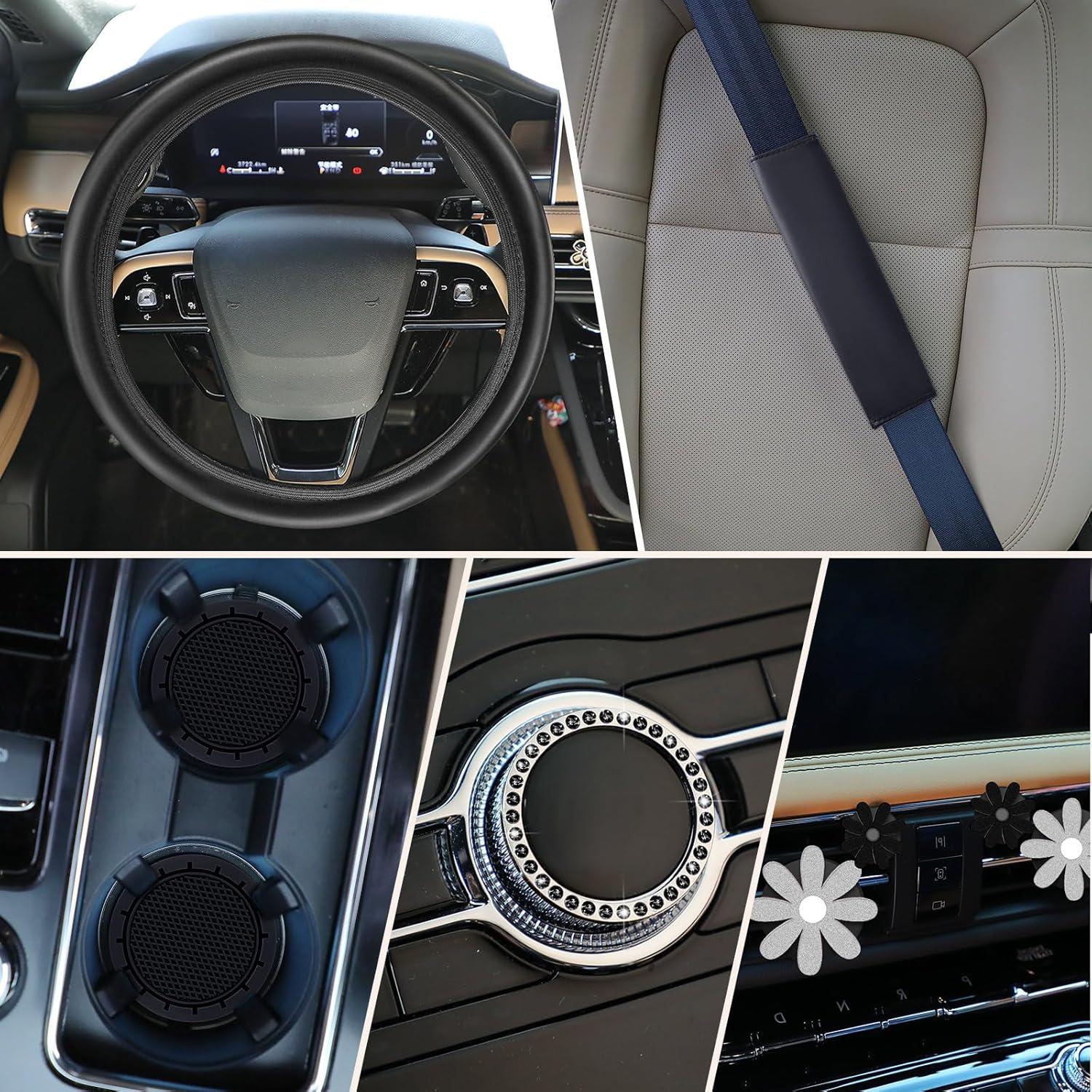 Juego de 10 Accesorios de Coche Frienda Negro para Mujeres