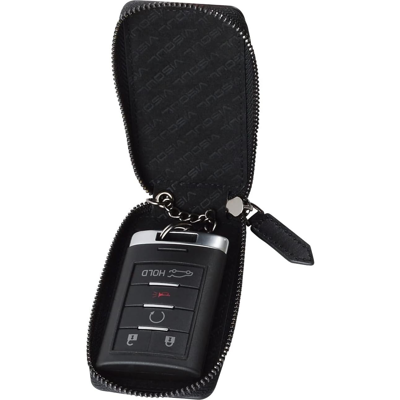 Funda de Llave de Coche de Cuero VISOUL Negra Universal
