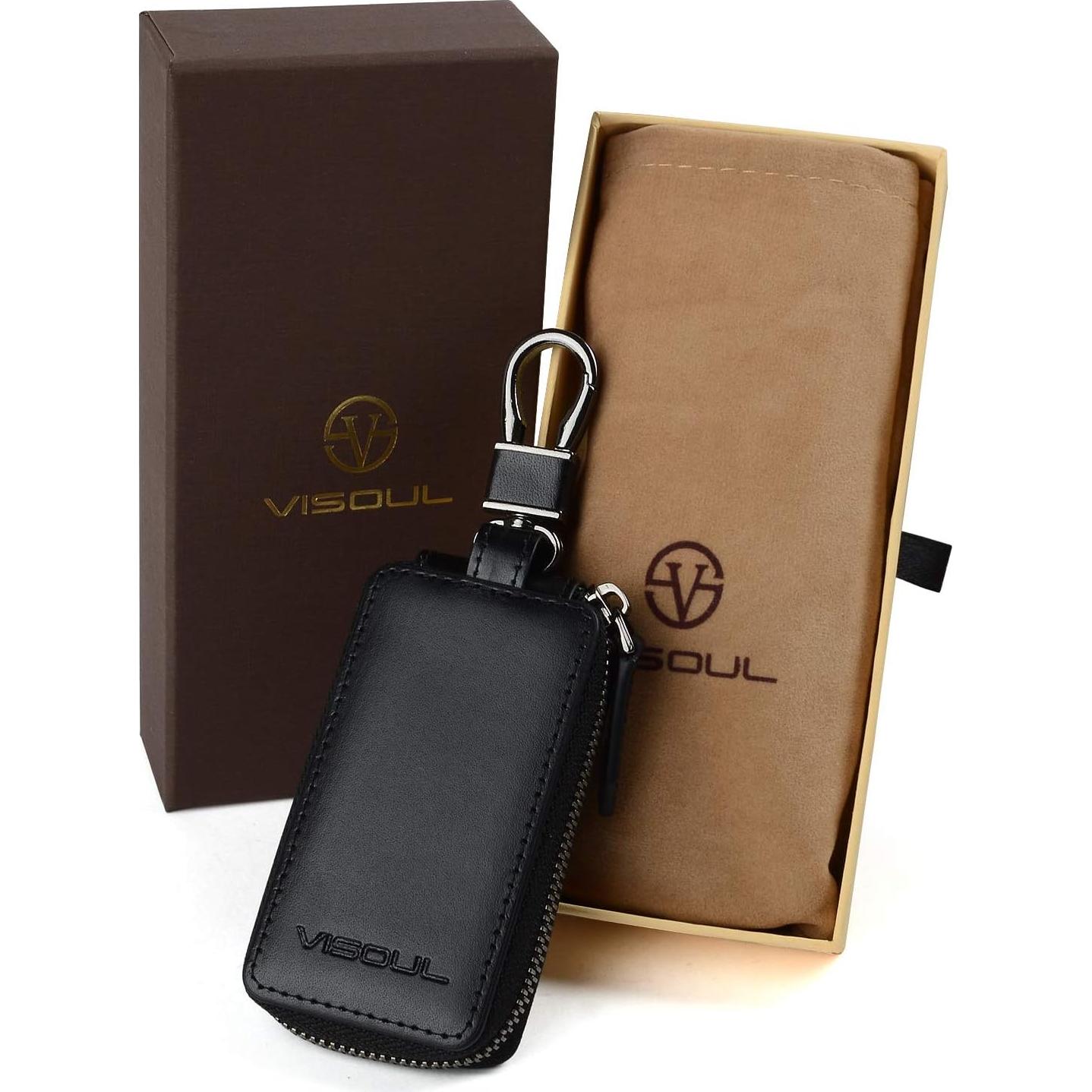 Funda de Llave de Coche de Cuero VISOUL Negra Universal