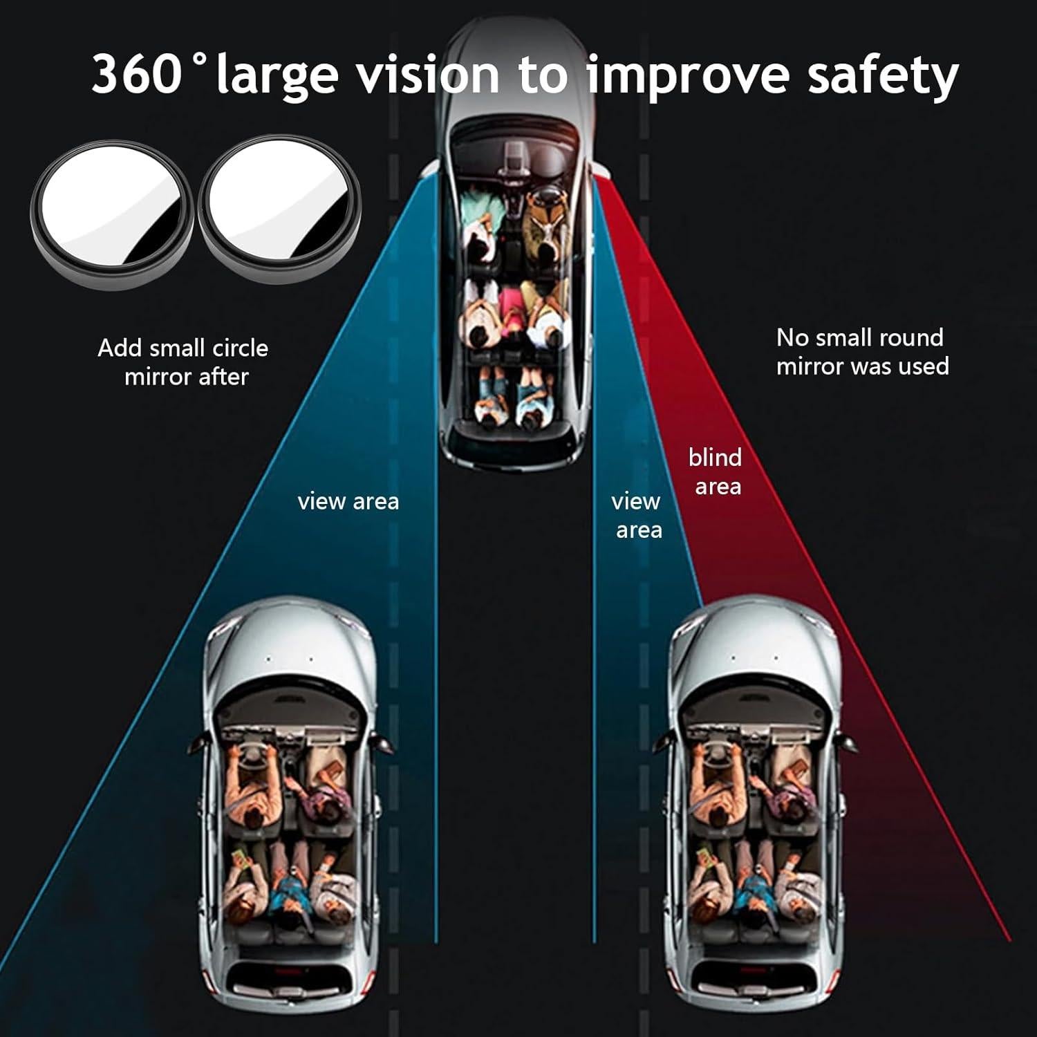 Espejos de Punto Ciego Arwrilt 2 Piezas 5 cm Convexo Negro