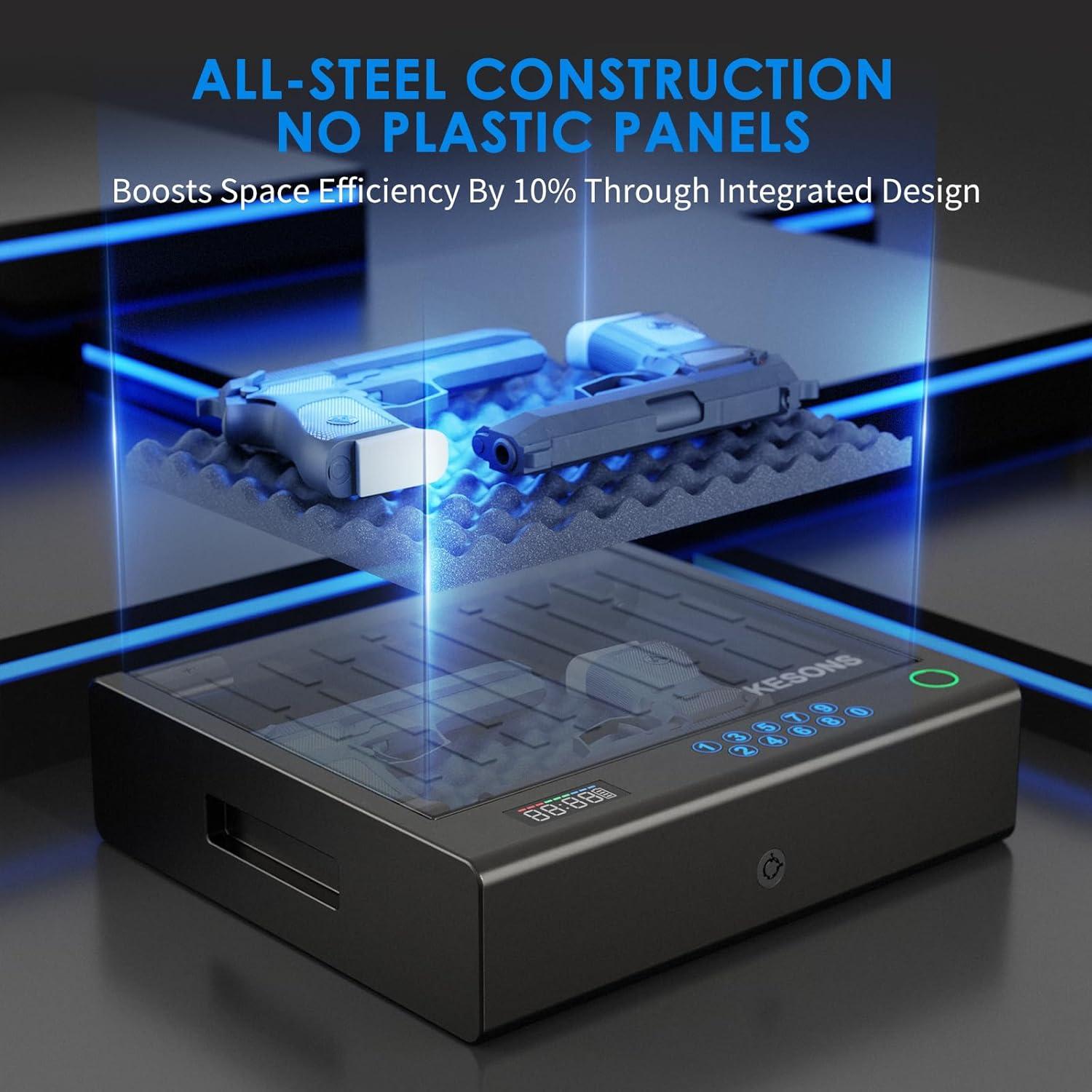 Caja Fuerte Biométrica KESONS para Pistolas - Acceso Rápido