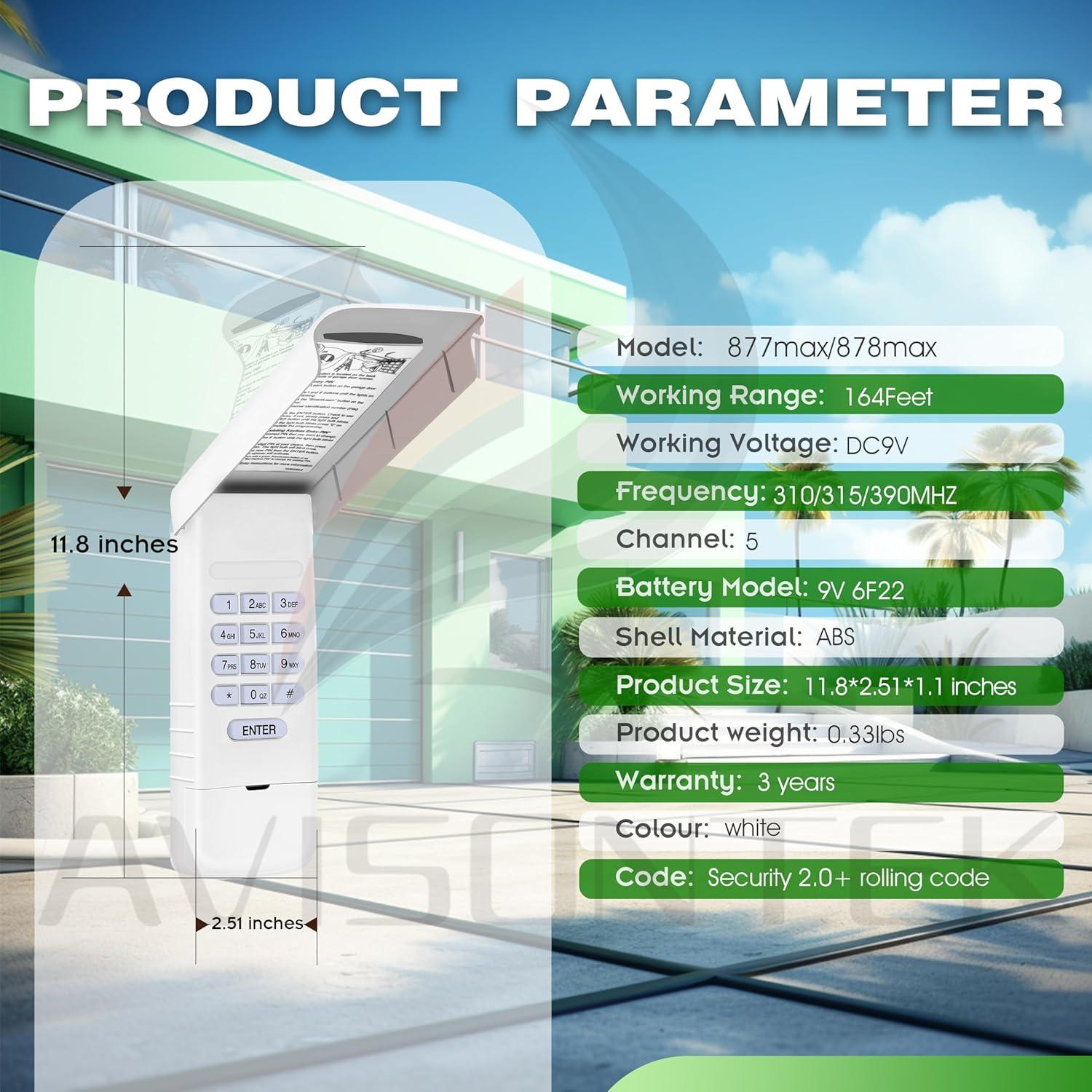 Teclado Universal LiftMaster 878MAX/877LM para Garaje