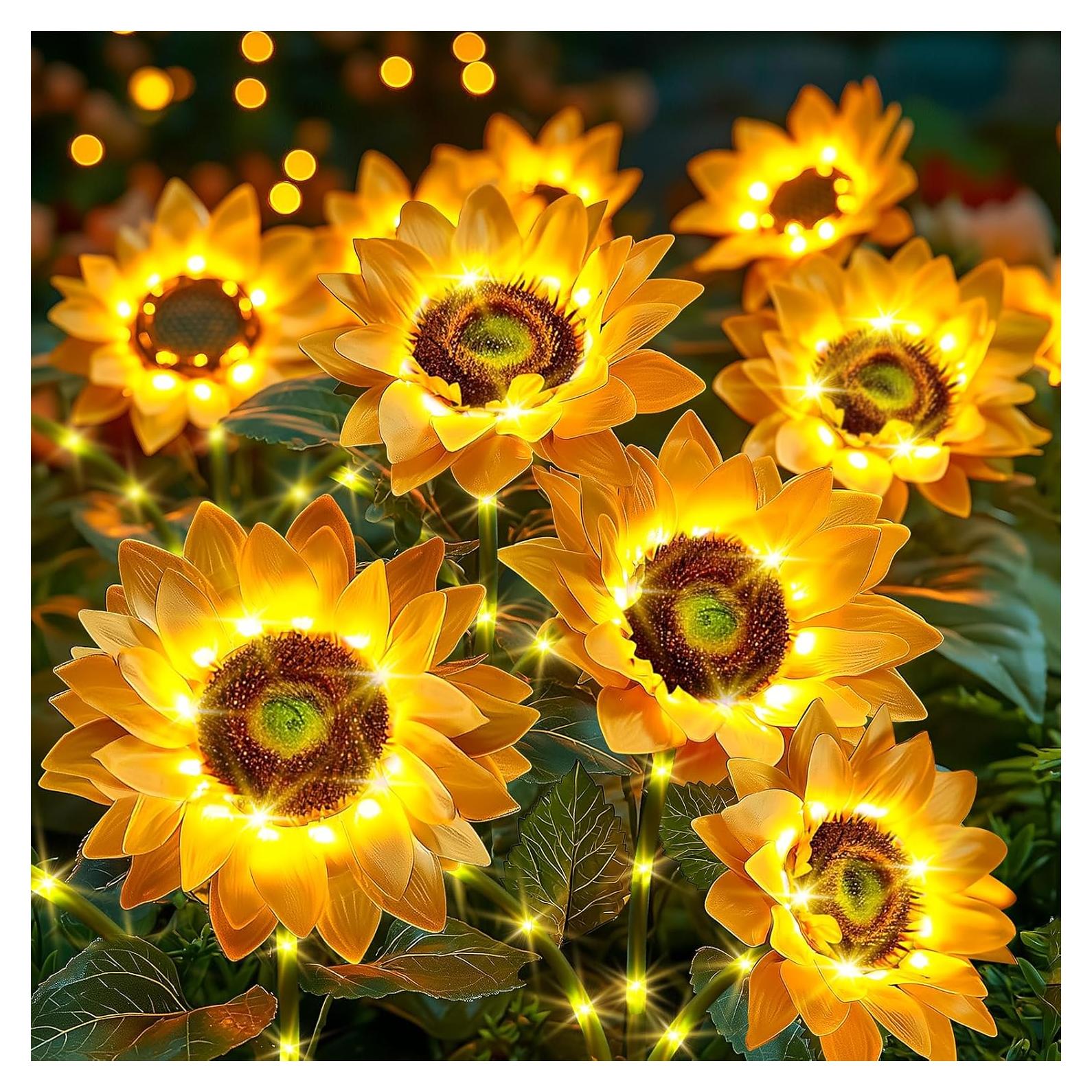 Luces Solares de Girasol NESSTU - Paquete de 3 Flores LED