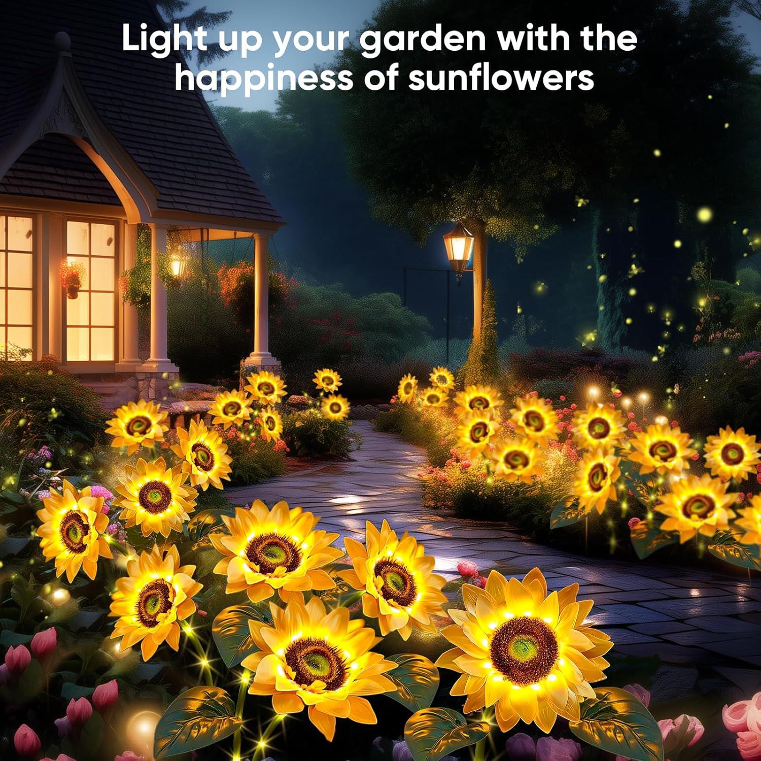 Luces Solares de Girasol NESSTU - Paquete de 3 Flores LED