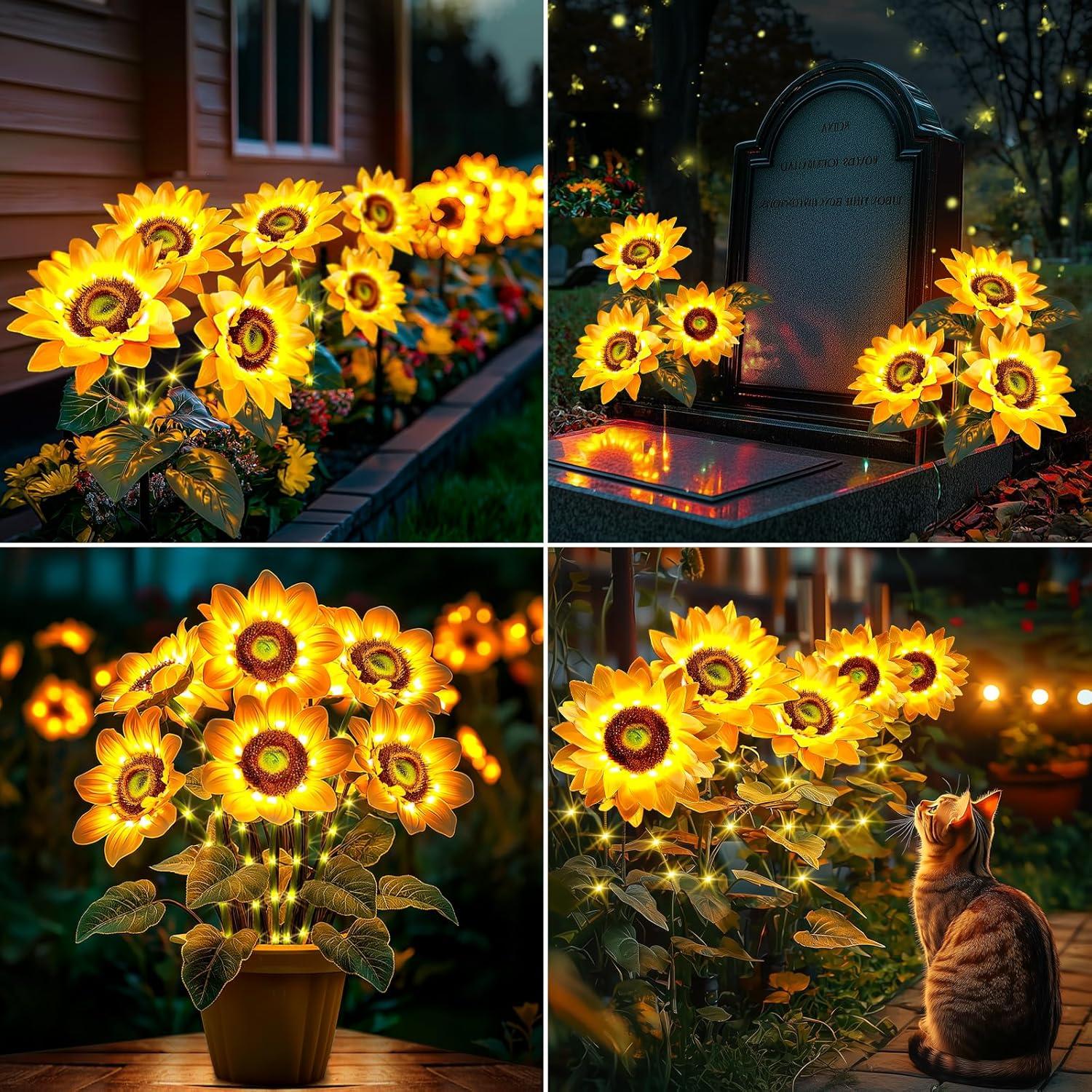 Luces Solares de Girasol NESSTU - Paquete de 3 Flores LED