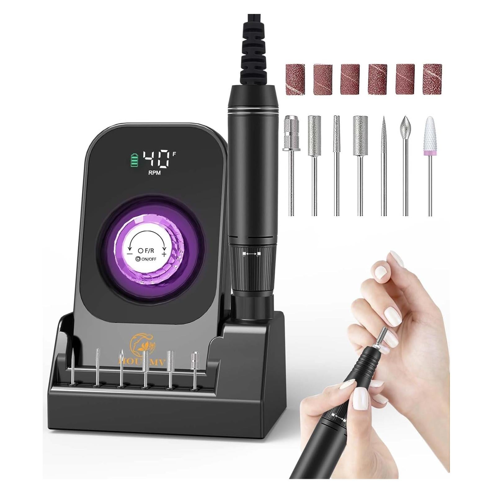 Taladro de Uñas Eléctrico HOUSMV 40000RPM Inalámbrico Negro