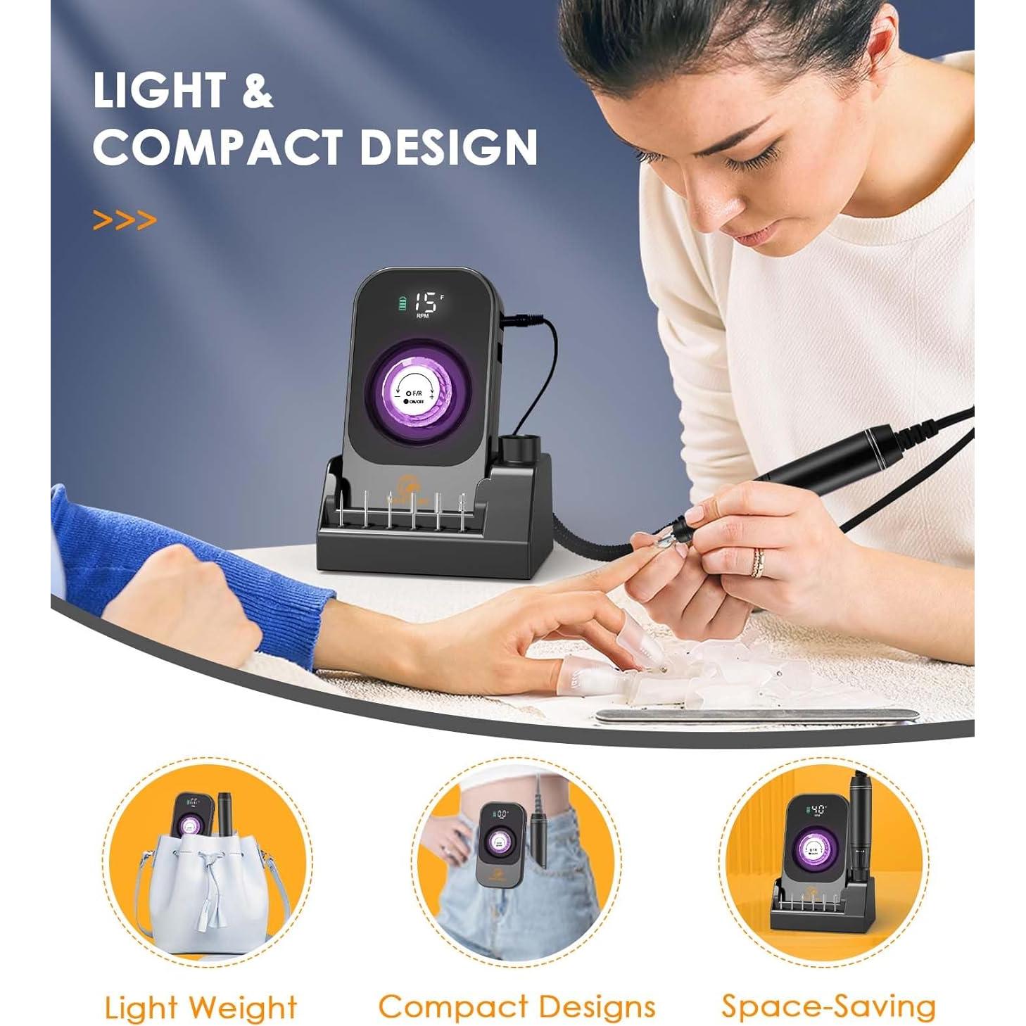 Taladro de Uñas Eléctrico HOUSMV 40000RPM Inalámbrico Negro