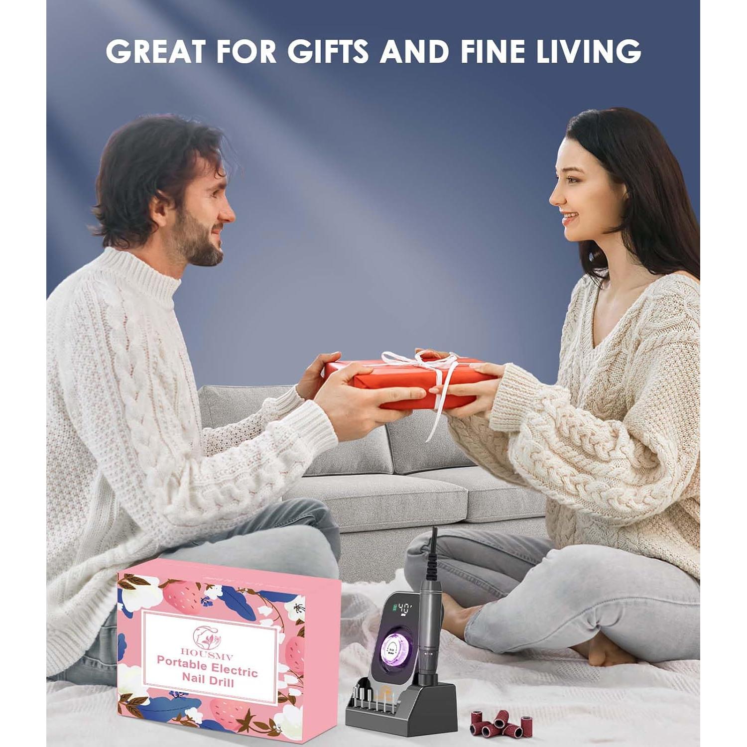 Taladro de Uñas Eléctrico HOUSMV 40000RPM Inalámbrico Negro