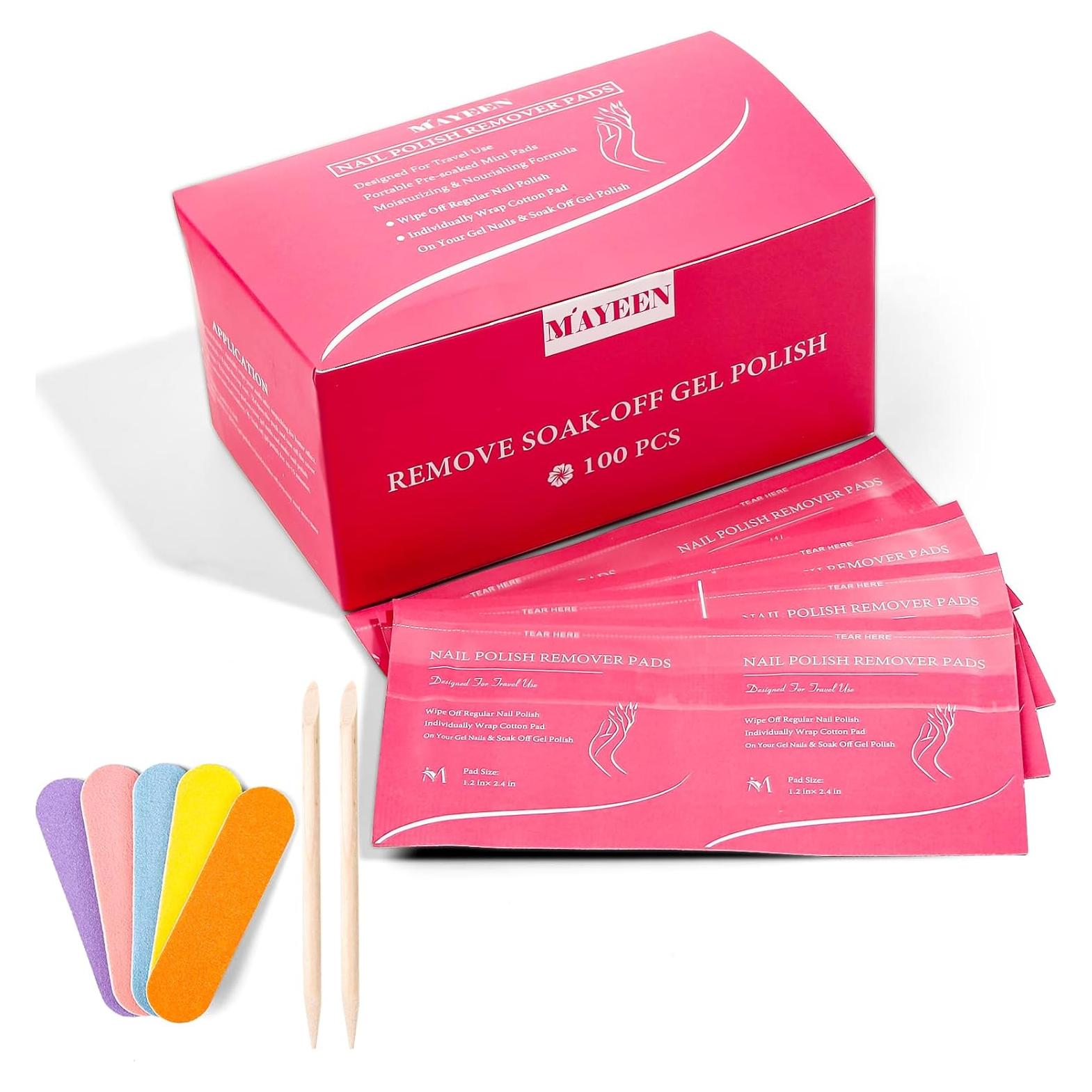 MAYEEN Almohadillas Removedoras de Esmalte de Uñas 100 Piezas