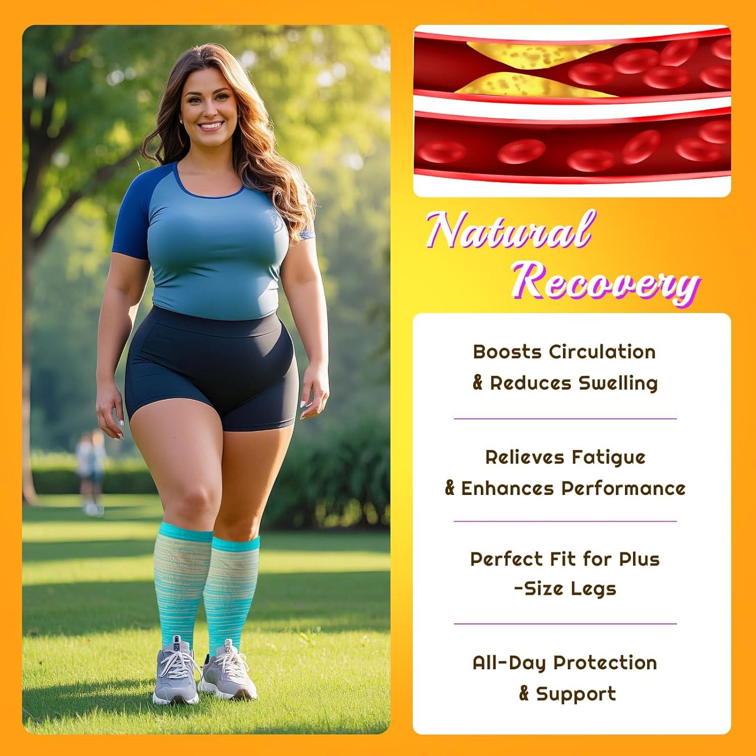 Calcetines de Compresión FOFLORA Talla Grande 20-30 mmHg 3 Pares