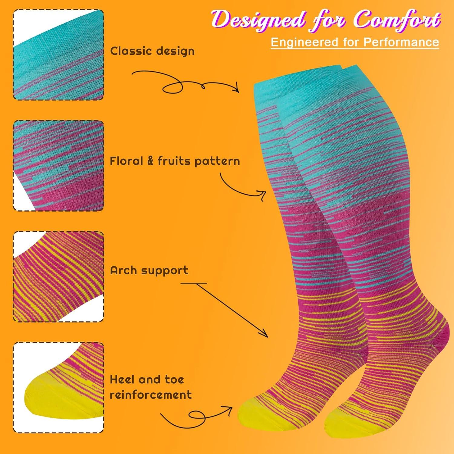 Calcetines de Compresión FOFLORA Talla Grande 20-30 mmHg 3 Pares