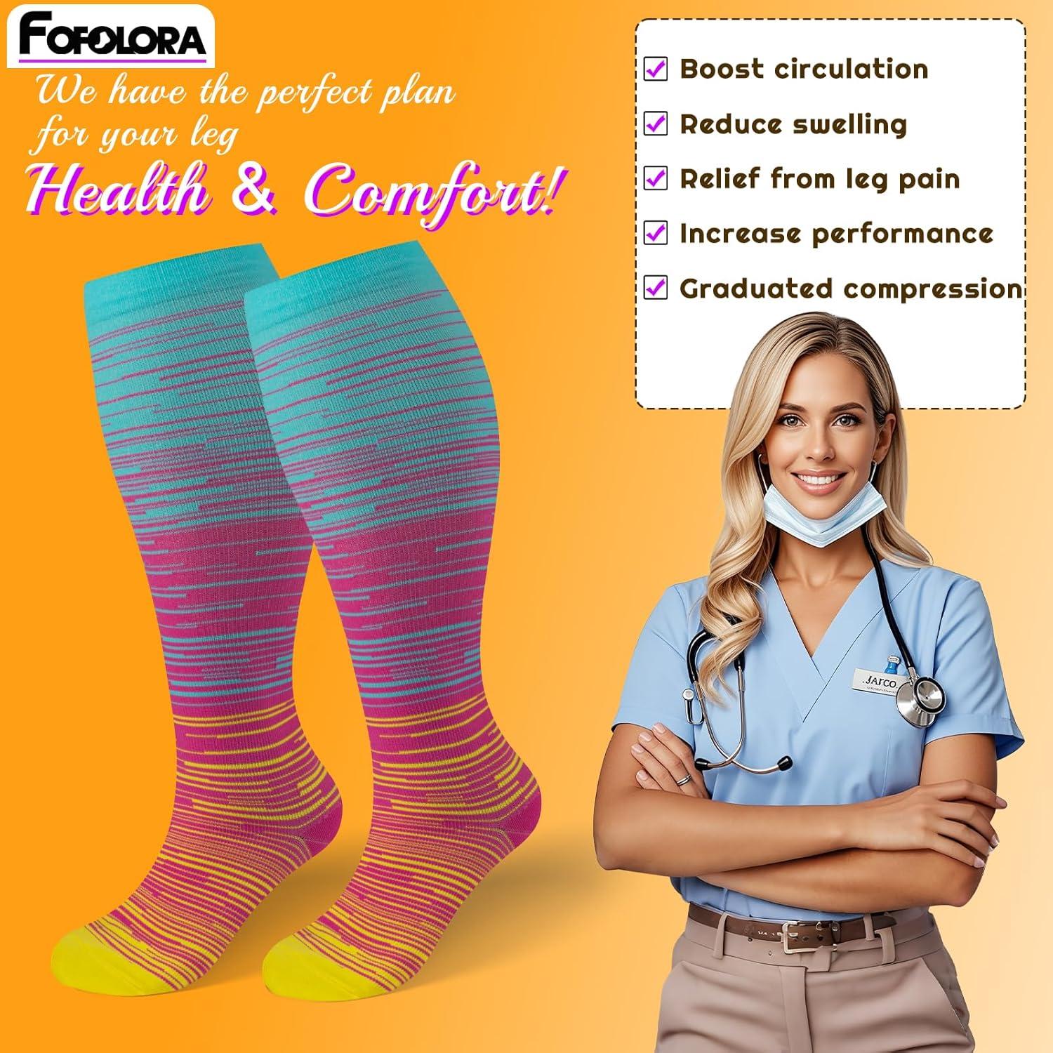 Calcetines de Compresión FOFLORA Talla Grande 20-30 mmHg 3 Pares