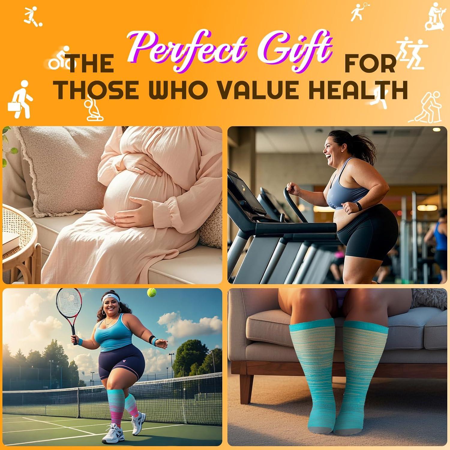 Calcetines de Compresión FOFLORA Talla Grande 20-30 mmHg 3 Pares