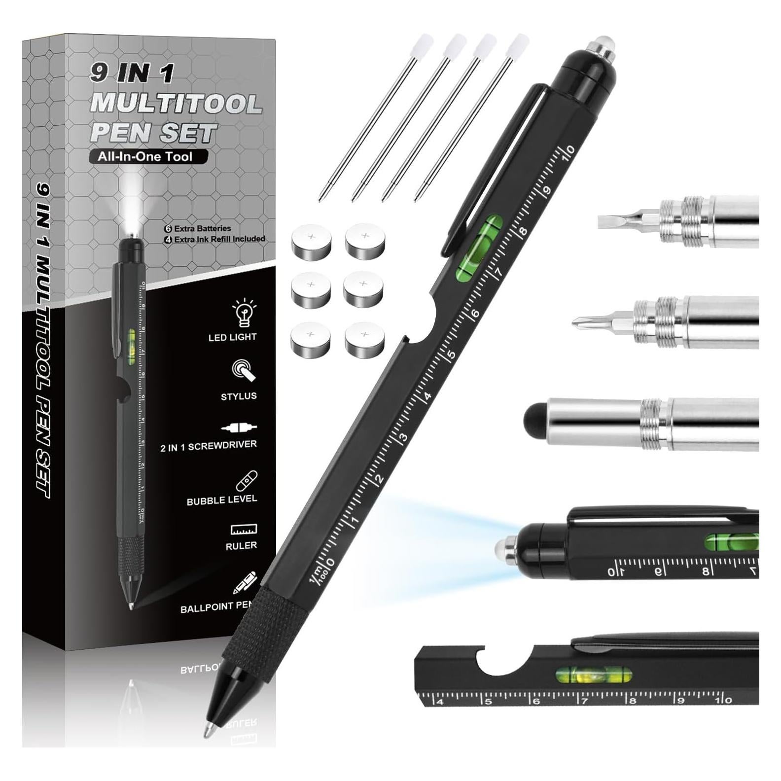 Bolígrafo Multitool 9 en 1 APHEKUL Negro EDC