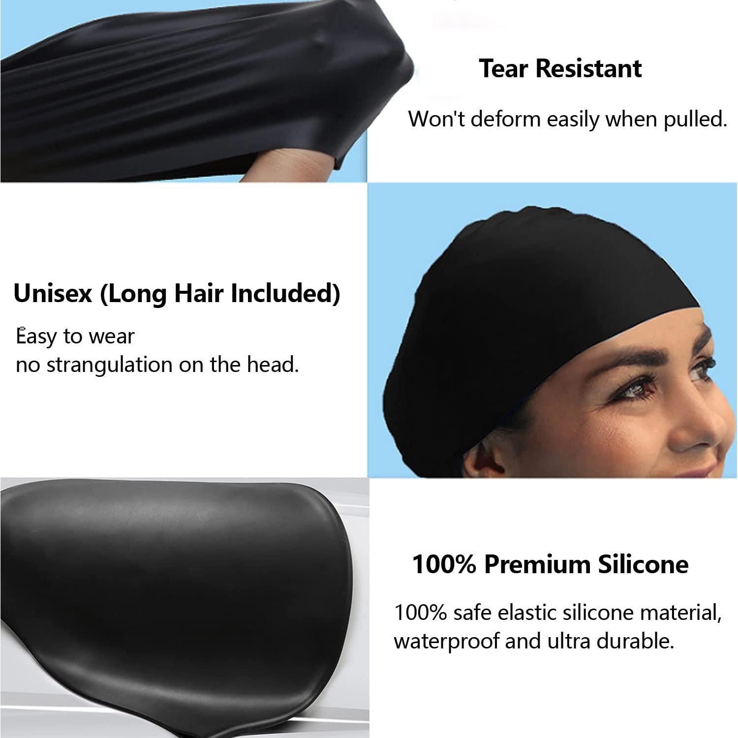 Gorro de natación de silicona Kinizuxi 2 piezas unisex negro