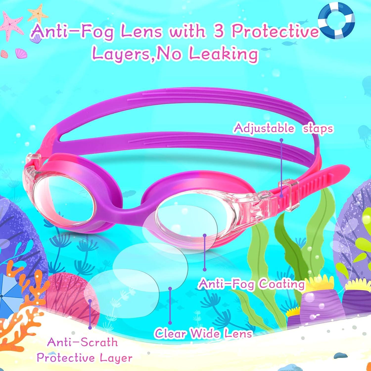 Macarrie Gafas de Natación para Niños 6 Pcs Antivaho