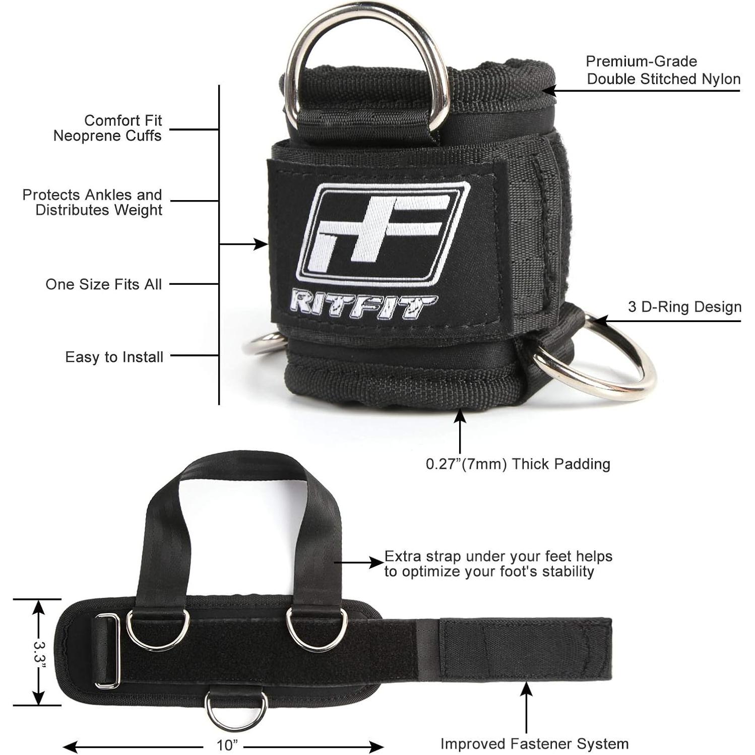 Tobilleras Acolchadas RitFit para Máquina de Cable - Neopreno