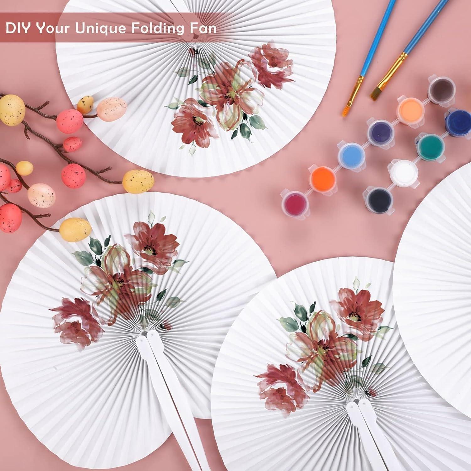 Paquete de 60 Abanicos Plegables de Papel Blanco Aodaer