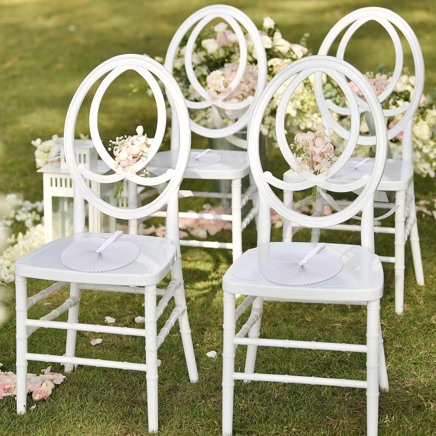 Paquete de 60 Abanicos Plegables de Papel Blanco Aodaer