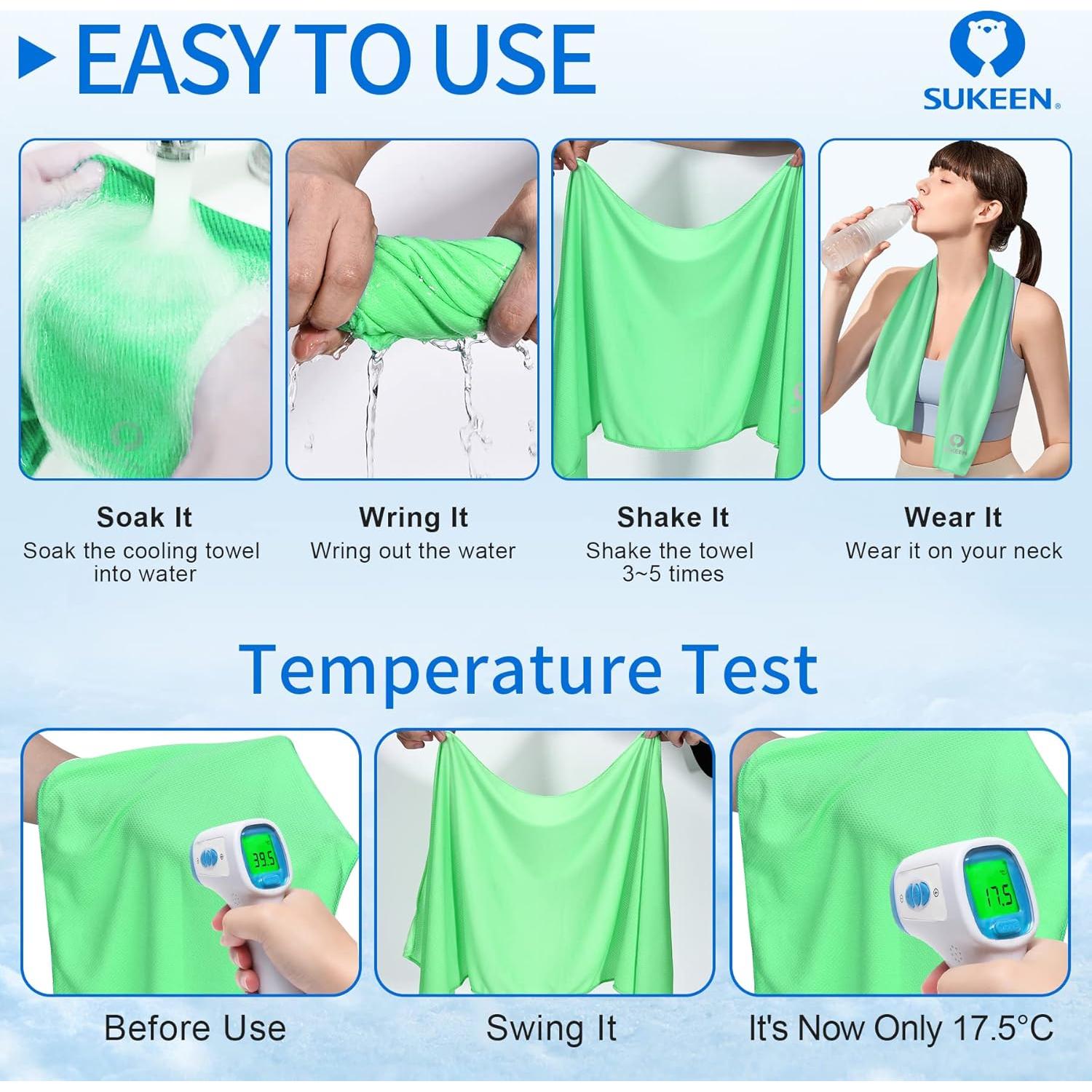 Toallas Enfriadoras Sukeen 4 Piezas Microfibra 101.6x30.5cm