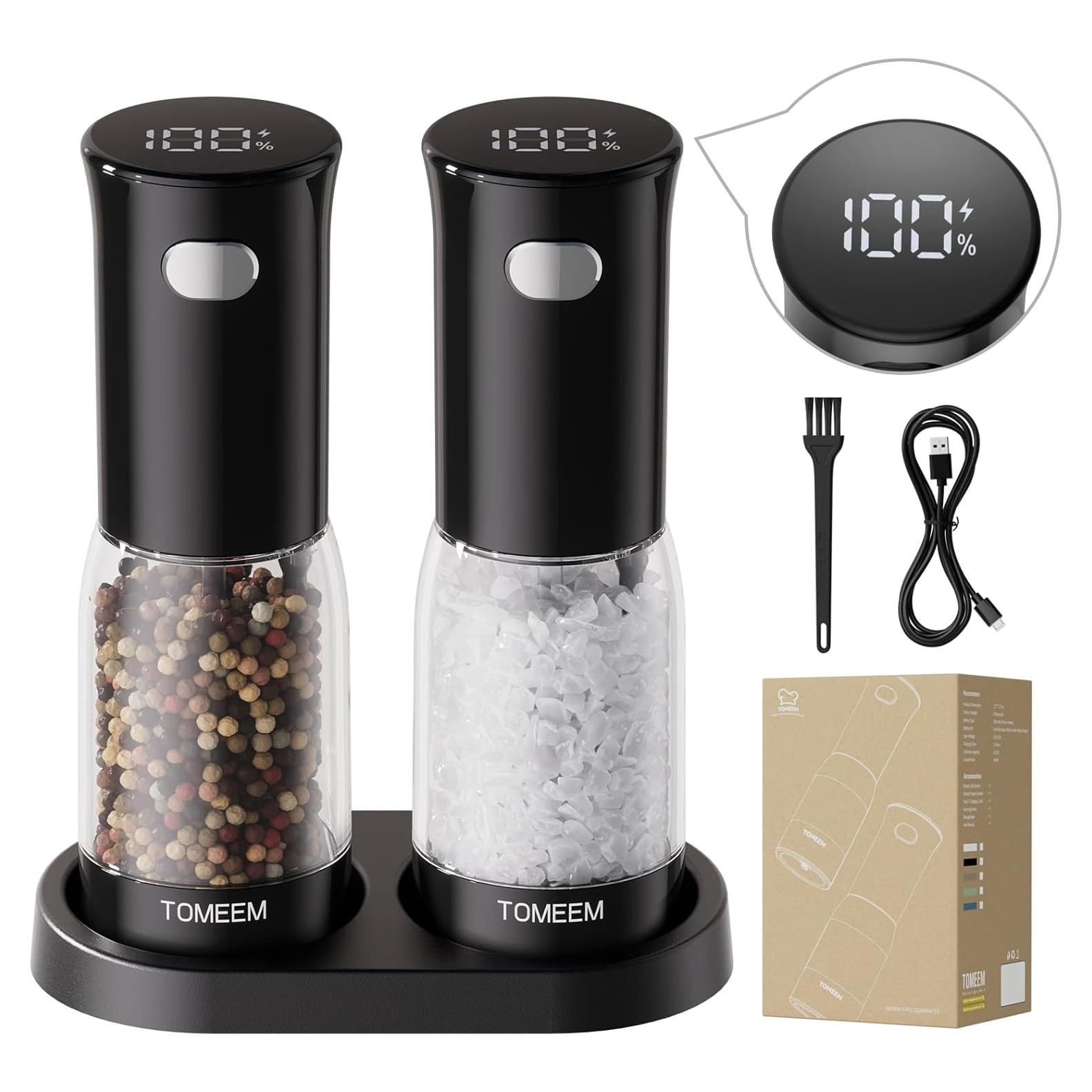 Juego de Molinillos Eléctricos de Sal y Pimienta TOMEEM, LED