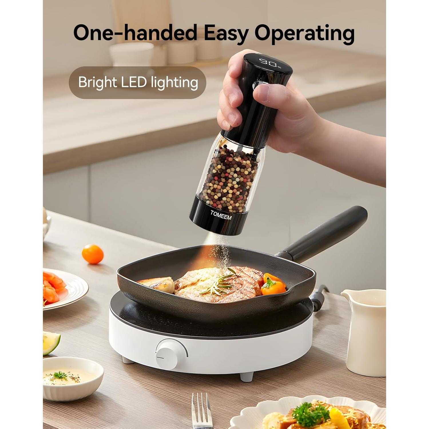 Juego de Molinillos Eléctricos de Sal y Pimienta TOMEEM, LED