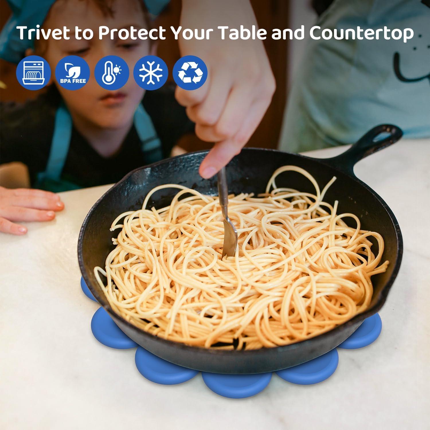 Trivete de Silicona HUISIOU Grande Azul Antideslizante 22.86 cm