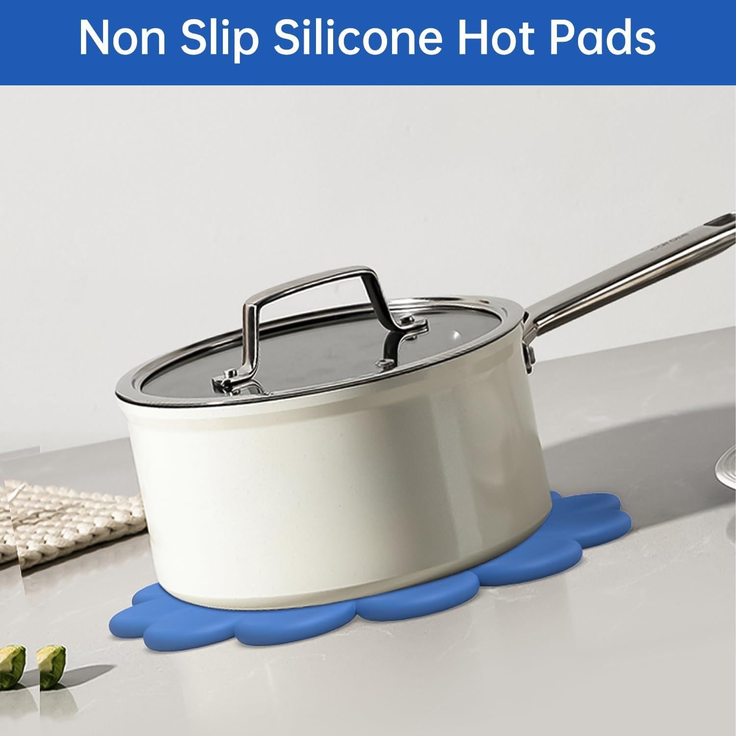 Trivete de Silicona HUISIOU Grande Azul Antideslizante 22.86 cm