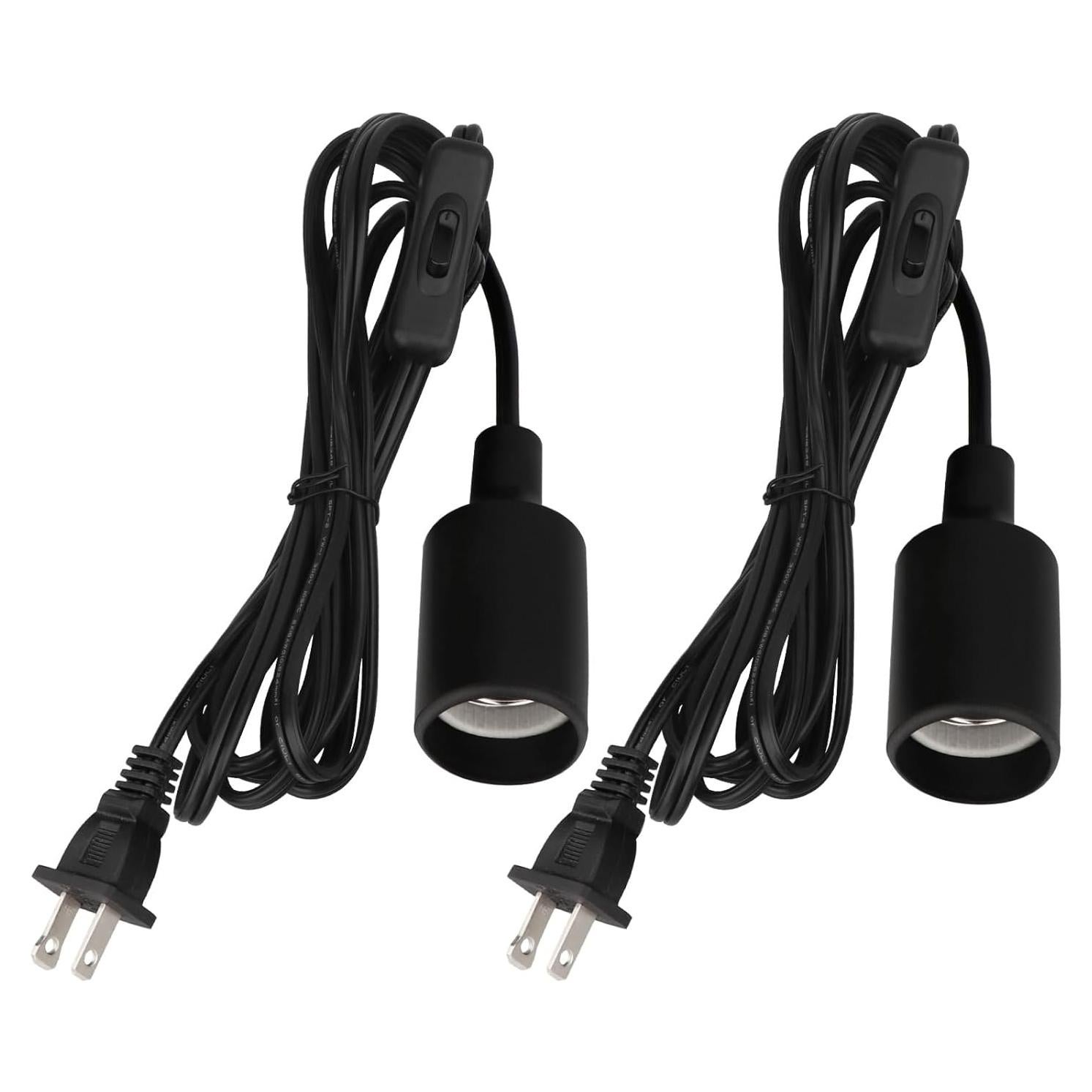 Juego de 2 Cables de Luz Colgante Zevnico 3m E26 con Interruptor