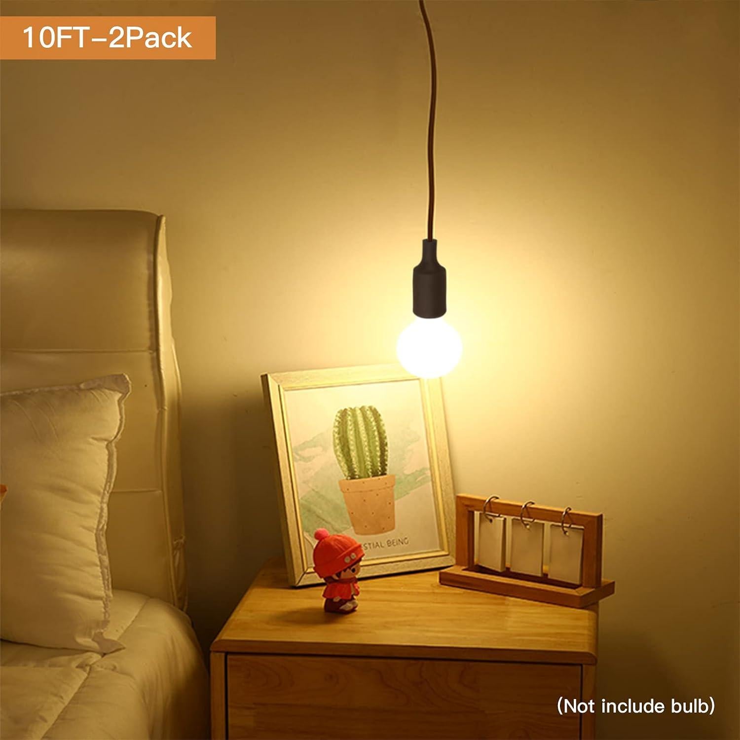 Juego de 2 Cables de Luz Colgante Zevnico 3m E26 con Interruptor