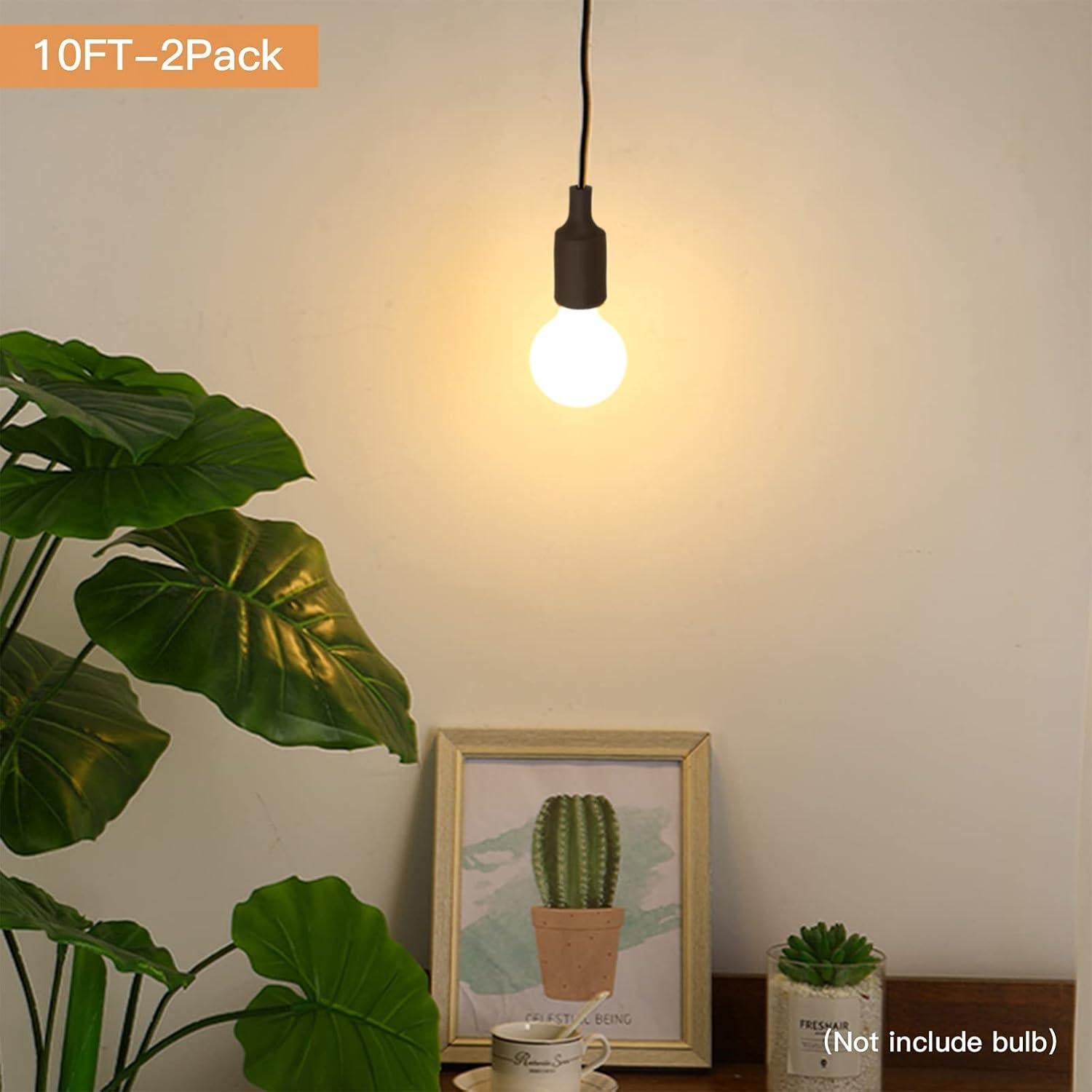 Juego de 2 Cables de Luz Colgante Zevnico 3m E26 con Interruptor