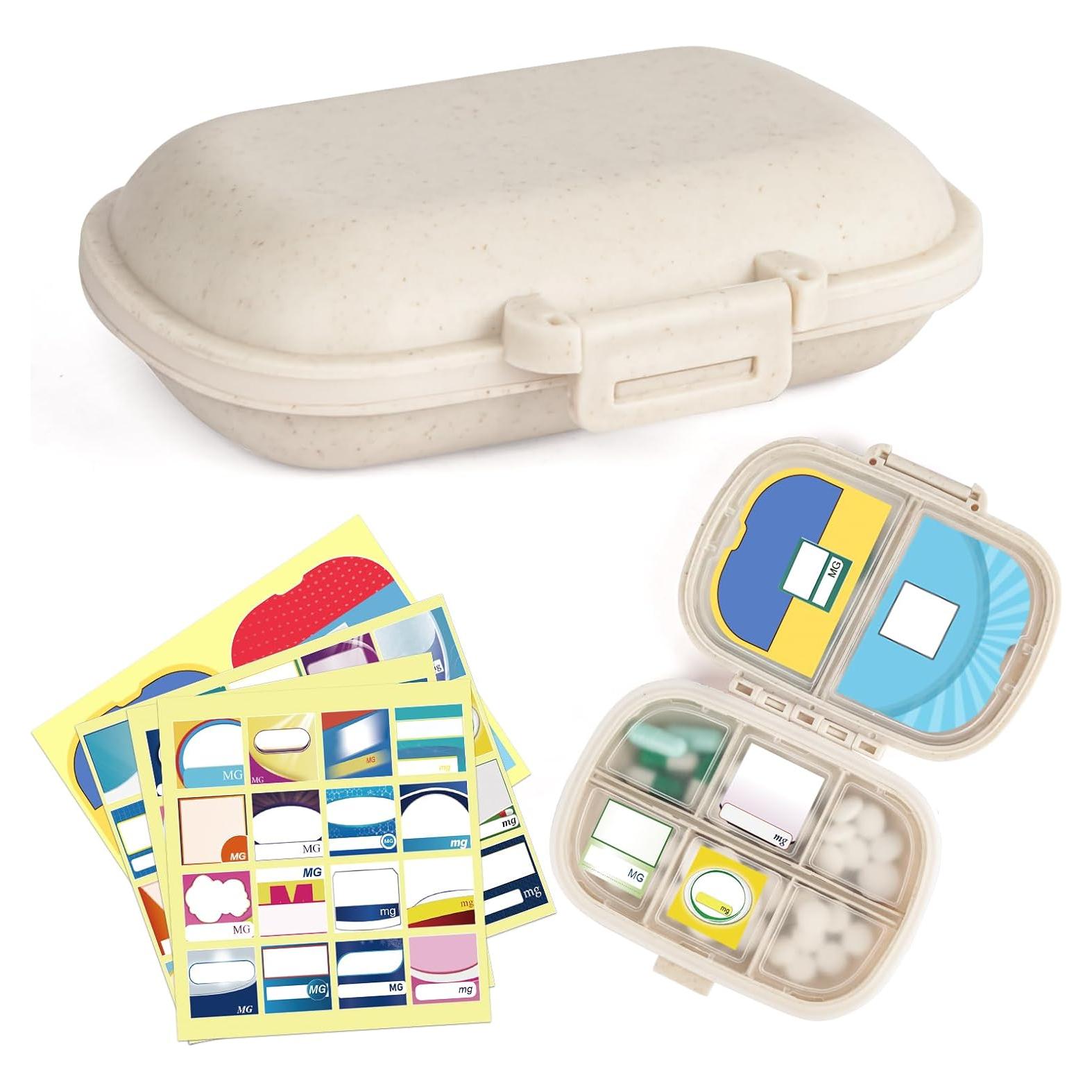 Organizador de Pastillas Portátil Fouews 8 Compartimentos Beige