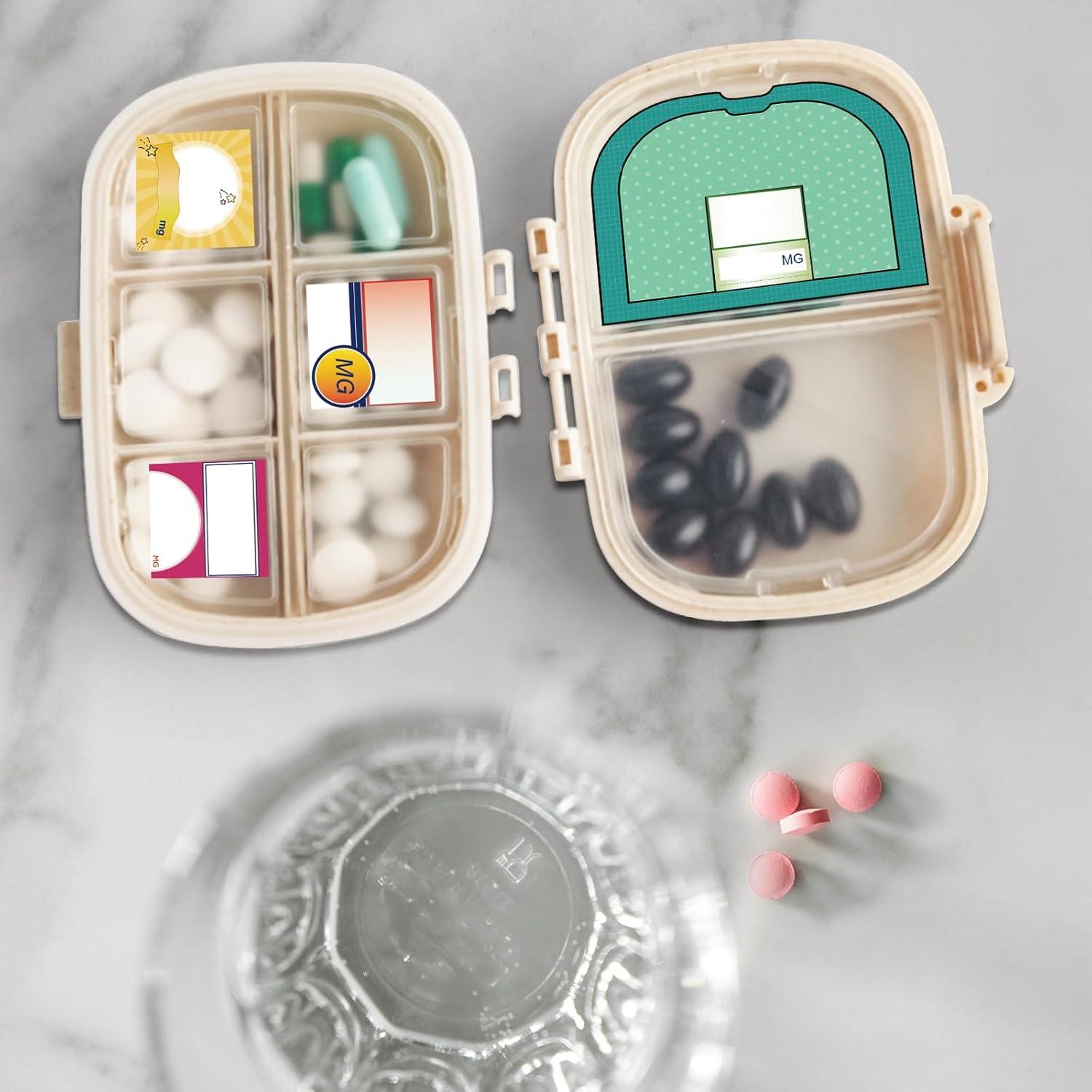 Organizador de Pastillas Portátil Fouews 8 Compartimentos Beige