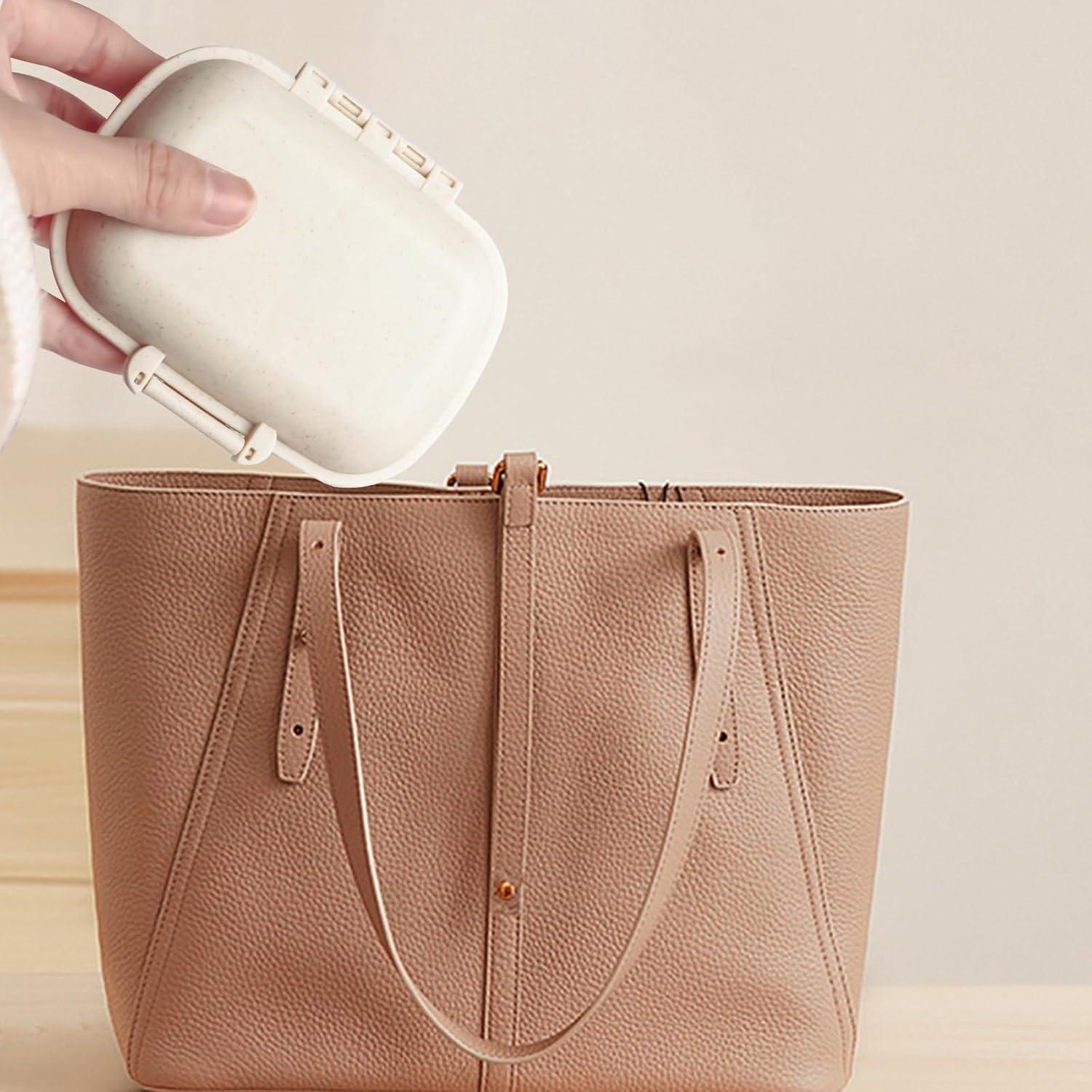 Organizador de Pastillas Portátil Fouews 8 Compartimentos Beige