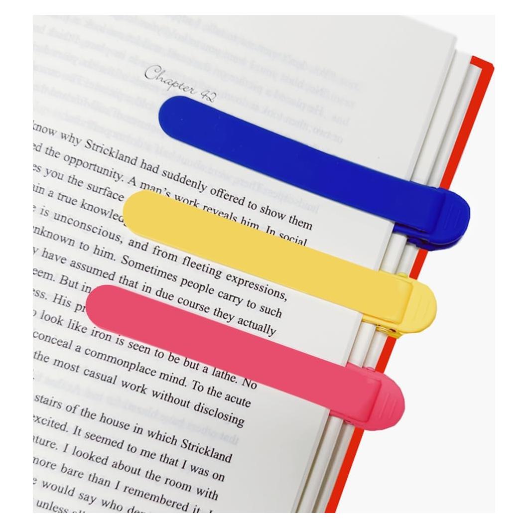 3pcs Silicone Automatic Bookmark, Book Marks for Reading, Cute Unique Book Markers, Smart Bookmarks Clip Book Page Holder for Women, Men, Kids, Book Lovers, Stay in Place and Follow as You Read