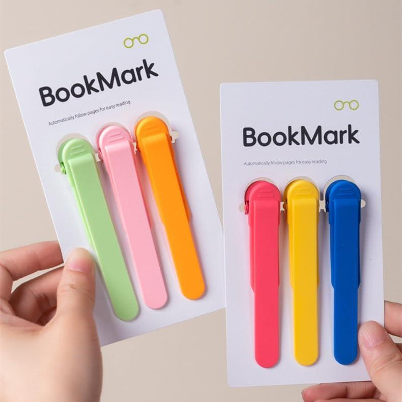 3pcs Silicone Automatic Bookmark, Book Marks for Reading, Cute Unique Book Markers, Smart Bookmarks Clip Book Page Holder for Women, Men, Kids, Book Lovers, Stay in Place and Follow as You Read