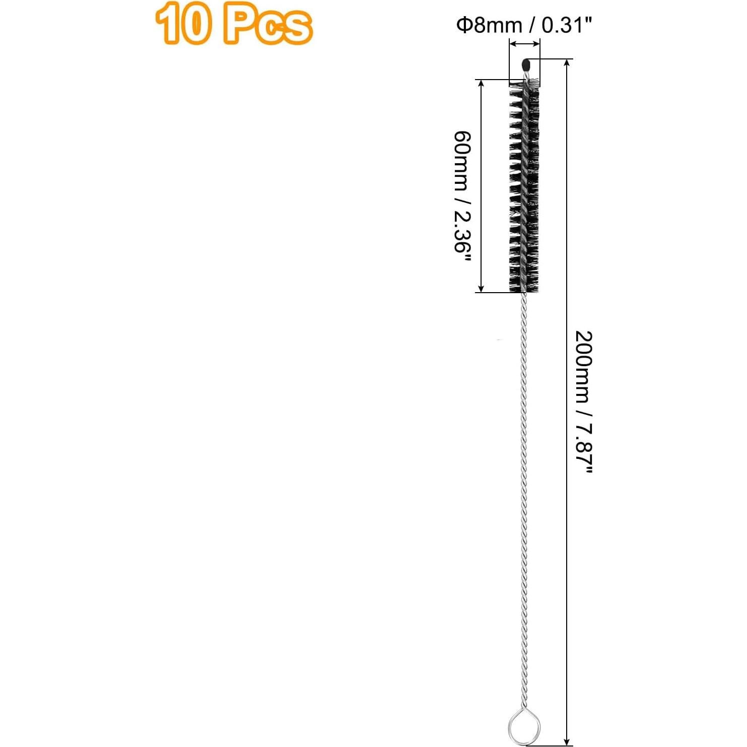 10 Cepillos de Limpieza para Pajitas uxcell - Acero Inoxidable