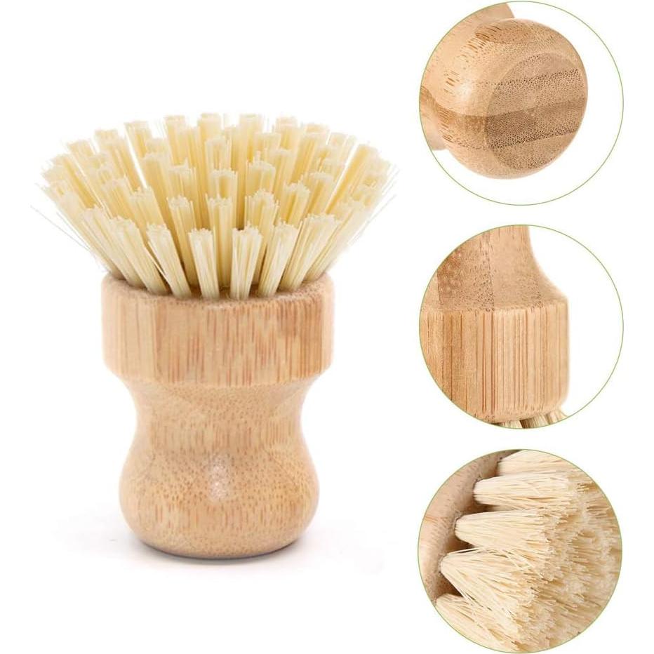 4 Cepillos de Palma de Bambú Vankcp Redondos para Platos