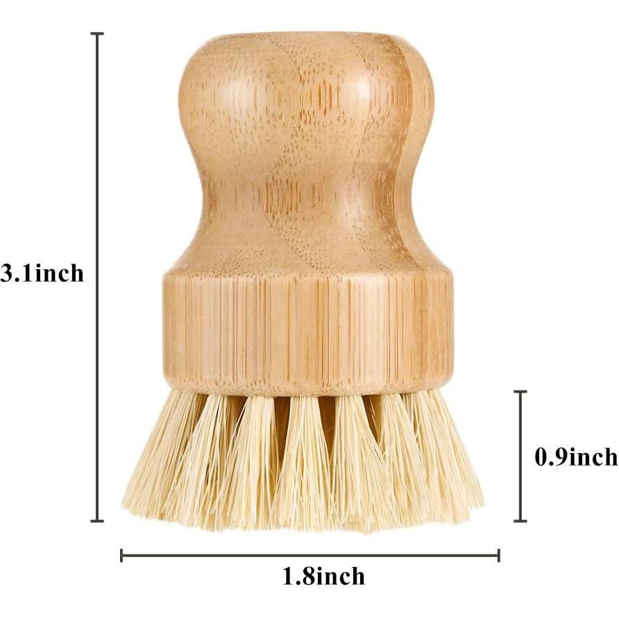 4 Cepillos de Palma de Bambú Vankcp Redondos para Platos