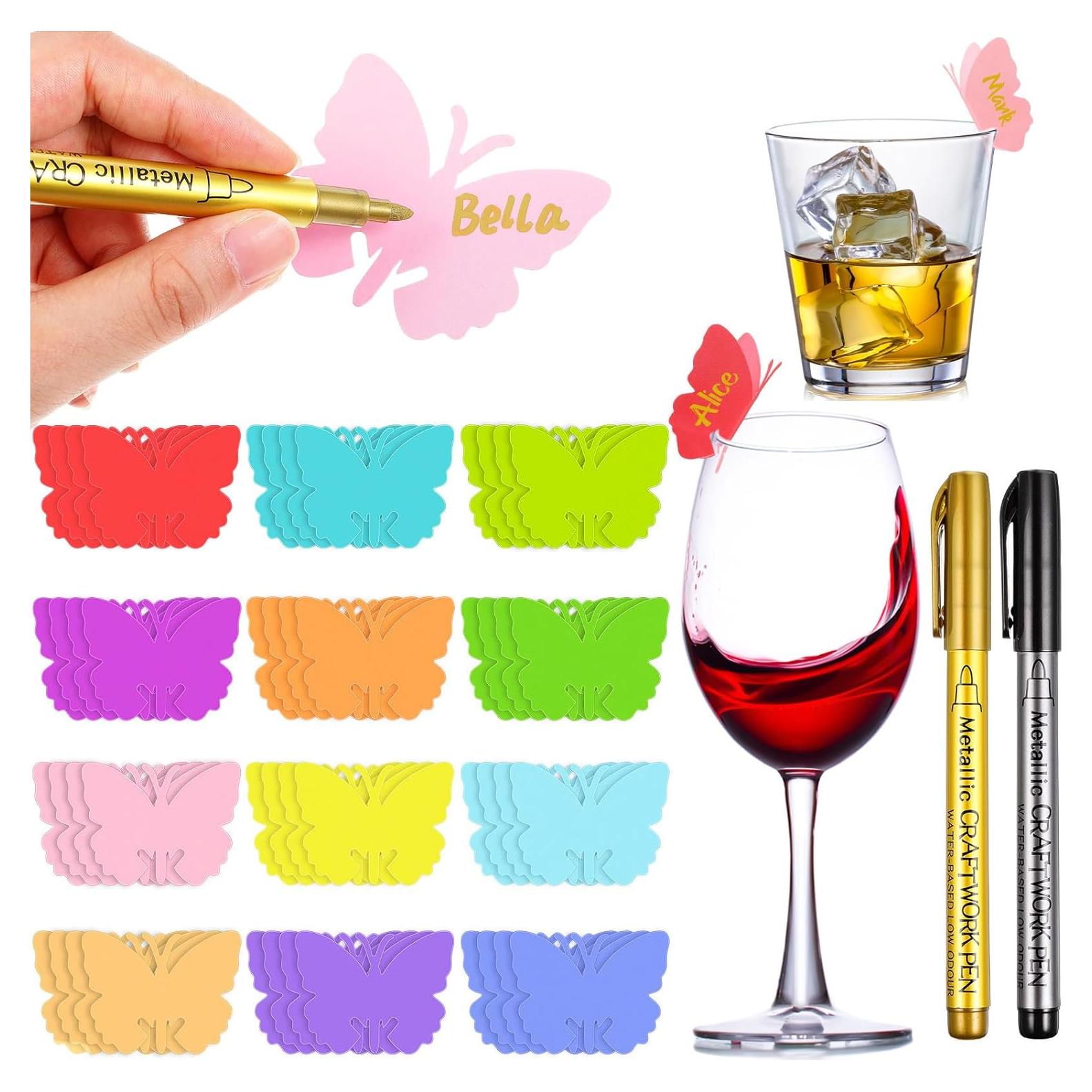 Etiquetas de Vino Desechables Deekin 48 Pcs Mariposa